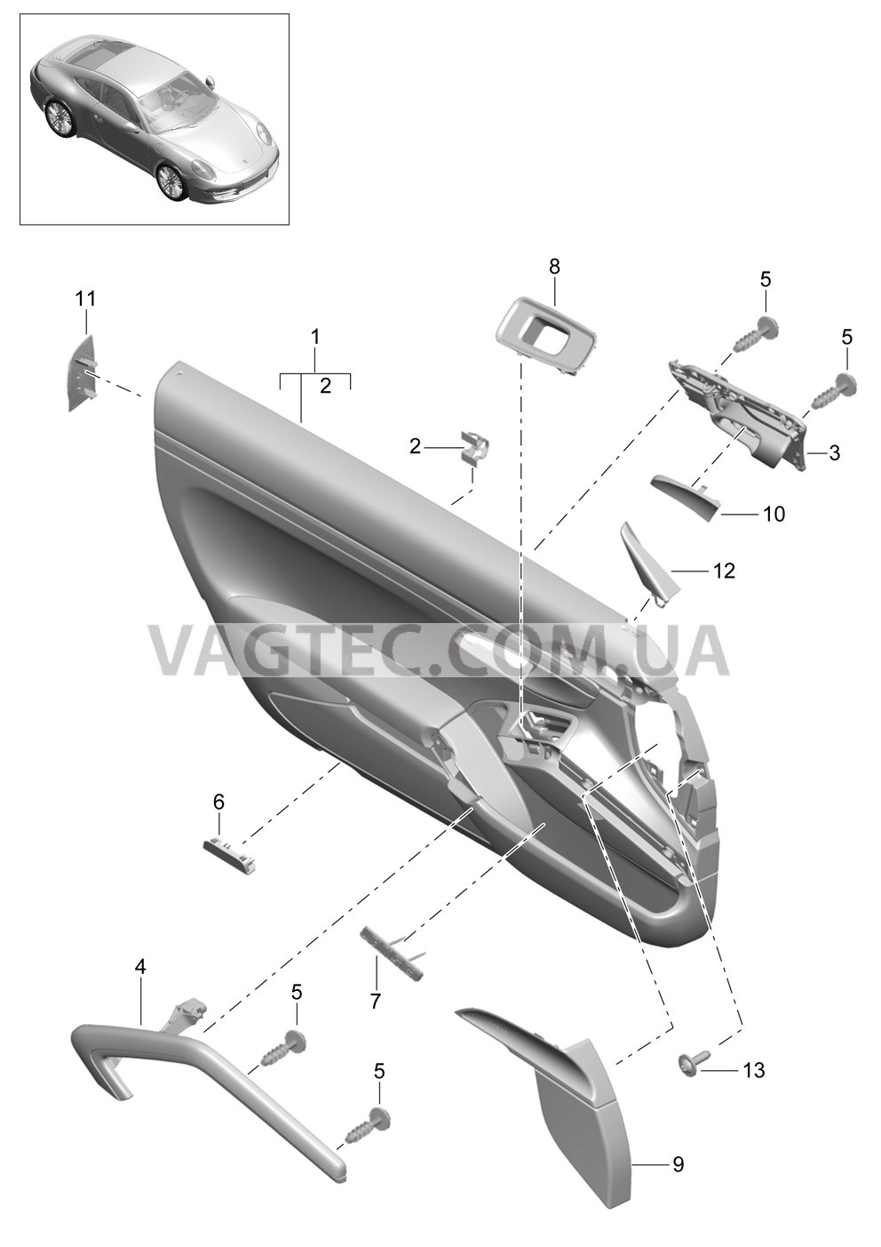 808-070 Обшивка двери, Детали, Кожезаменитель
						
						-I788/-I981, I975 для PORSCHE 911.Carrera 2012-2016USA