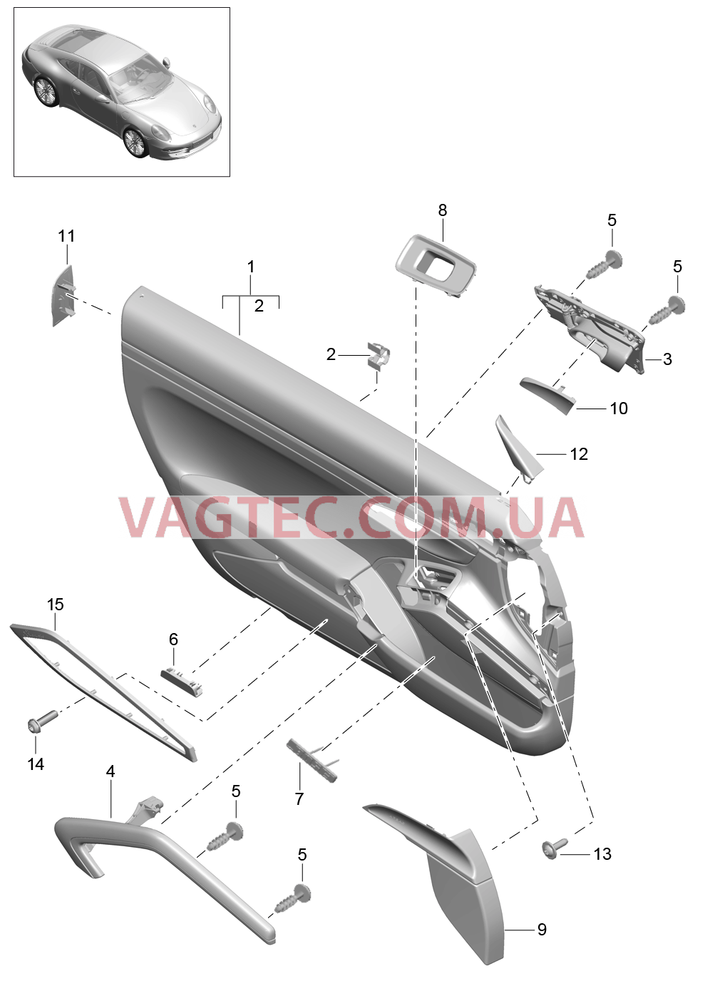 808-072 Обшивка двери, Детали, Кожезаменитель
						
						-I981/I788, I975 для PORSCHE 911.Carrera 2012-2016