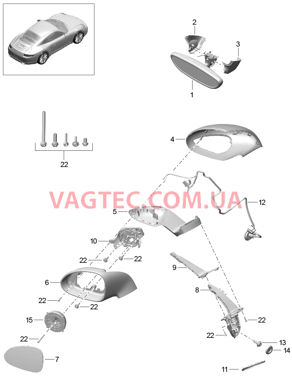 809-060 Салон.зеркало задн.вида, Наружн.зеркало задн.вида, Пакет SPORT DESIGN
						
						I529 для PORSCHE 911.Carrera 2012-2016