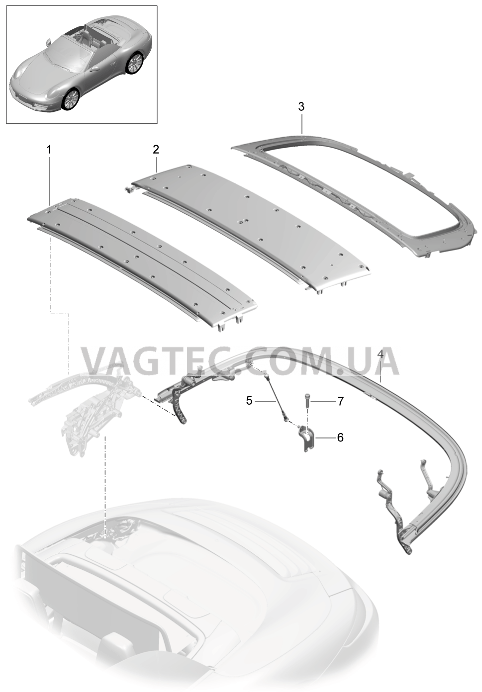 811-020 Каркас складного верха, Отдельные детали, Дуга
						
						CABRIO для PORSCHE 911.Carrera 2012-2016USA