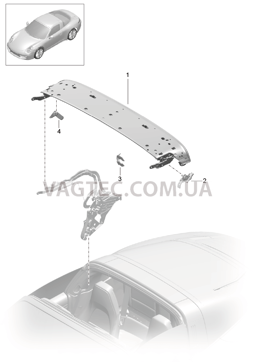 811-022 Каркас складного верха, Отдельные детали, Дуга, Блокировка, боковой
						
						TARGA для PORSCHE 911.Carrera 2012-2016
