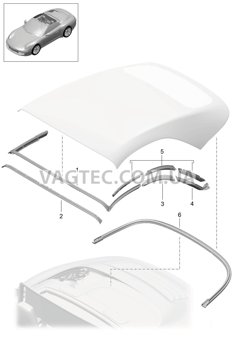 811-030 Складной верх, Прокладка
						
						CABRIO для PORSCHE 911.Carrera 2012-2016USA