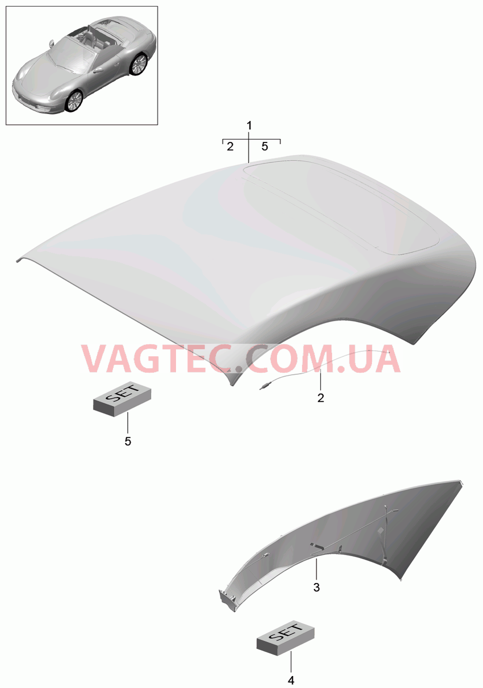 811-035 Обивка складного верха, Обивка потолка
						
						CABRIO для PORSCHE 911.Carrera 2012-2016