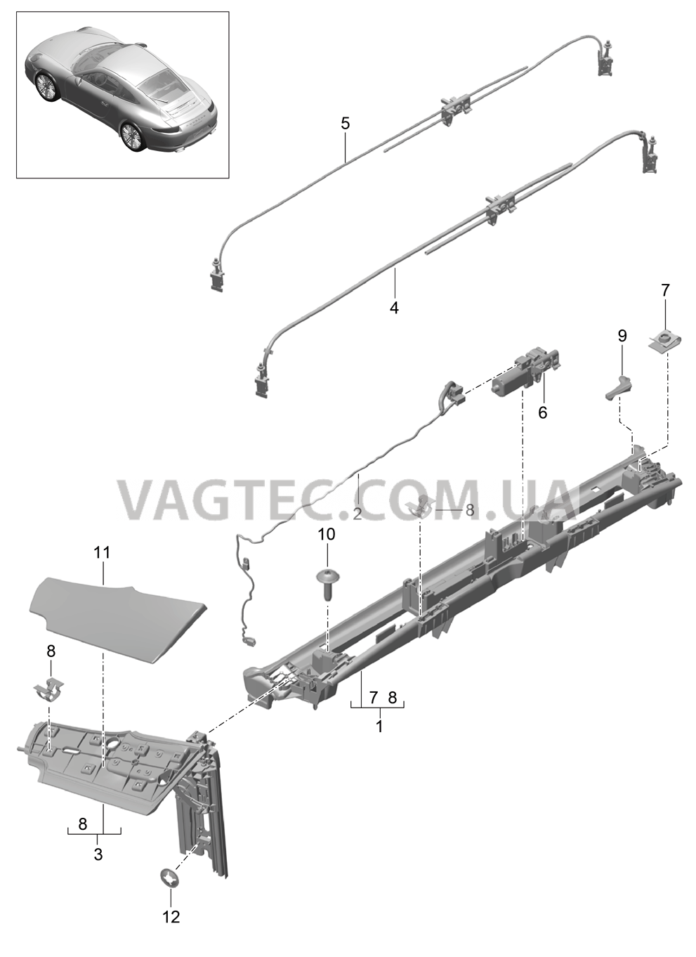 811-050 Заслонка, боковой, Складной верх
						
						CABRIO для PORSCHE 911.Carrera 2012-2016USA