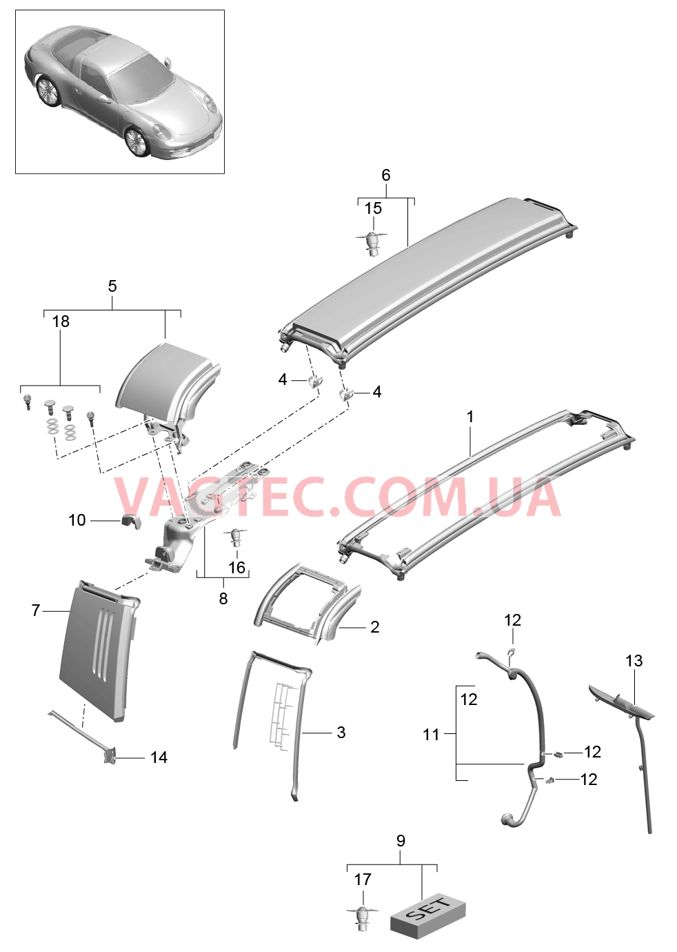 811-052 Панель, TARGA, Скоба, и, Заслонка
						
						TARGA для PORSCHE 911.Carrera 2012-2016USA