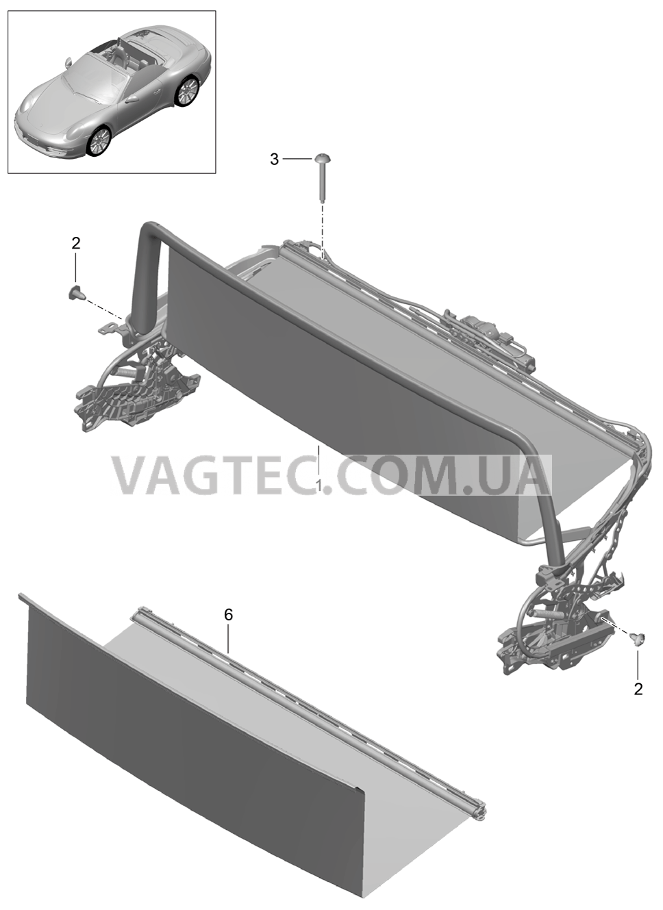 811-065 Ветрозащитный экран, электрич.
						
						I552 для PORSCHE 911.Carrera 2012-2016USA