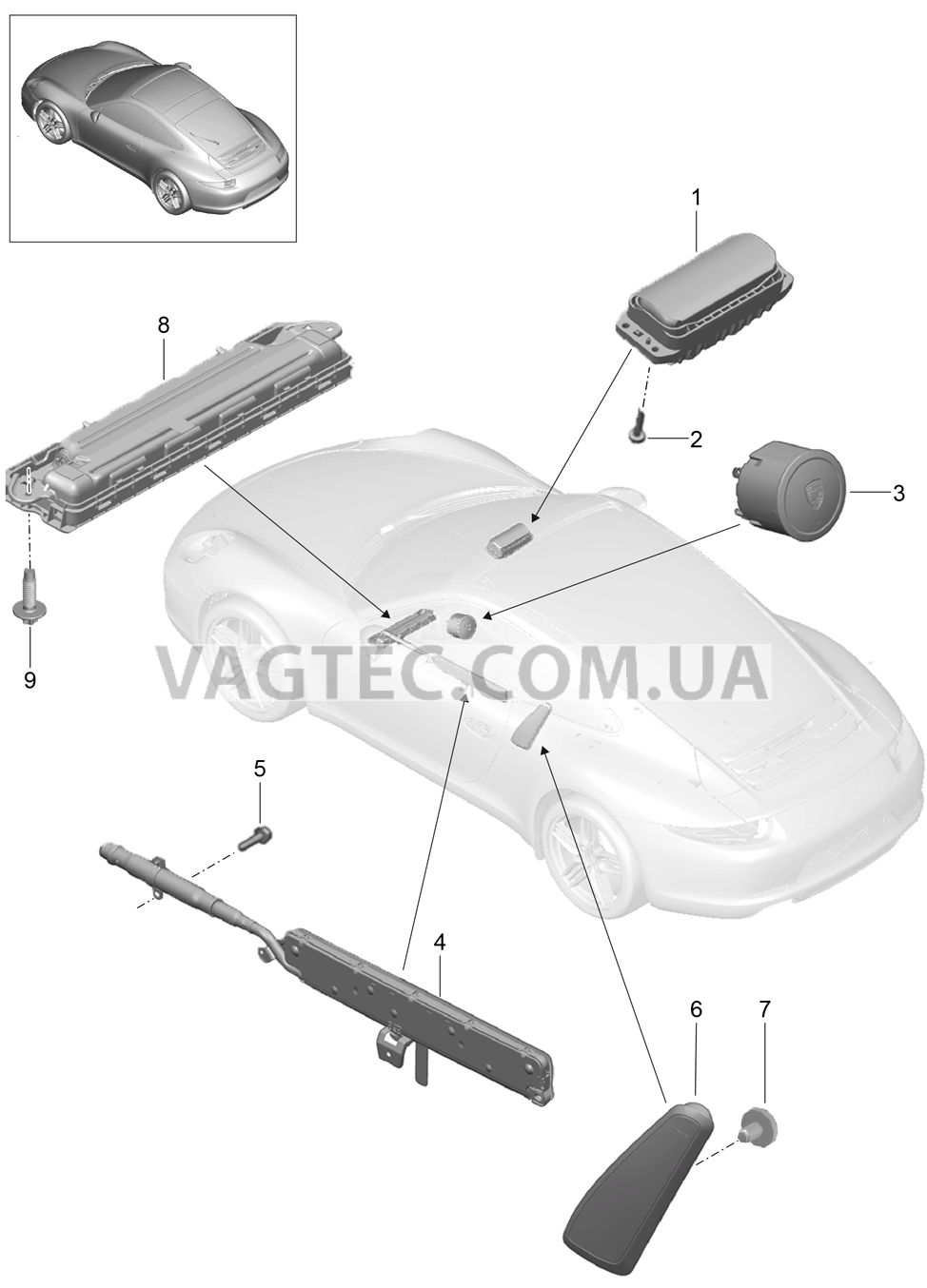 812-050 Подушка безопасности для PORSCHE 911.Carrera 2012-2016