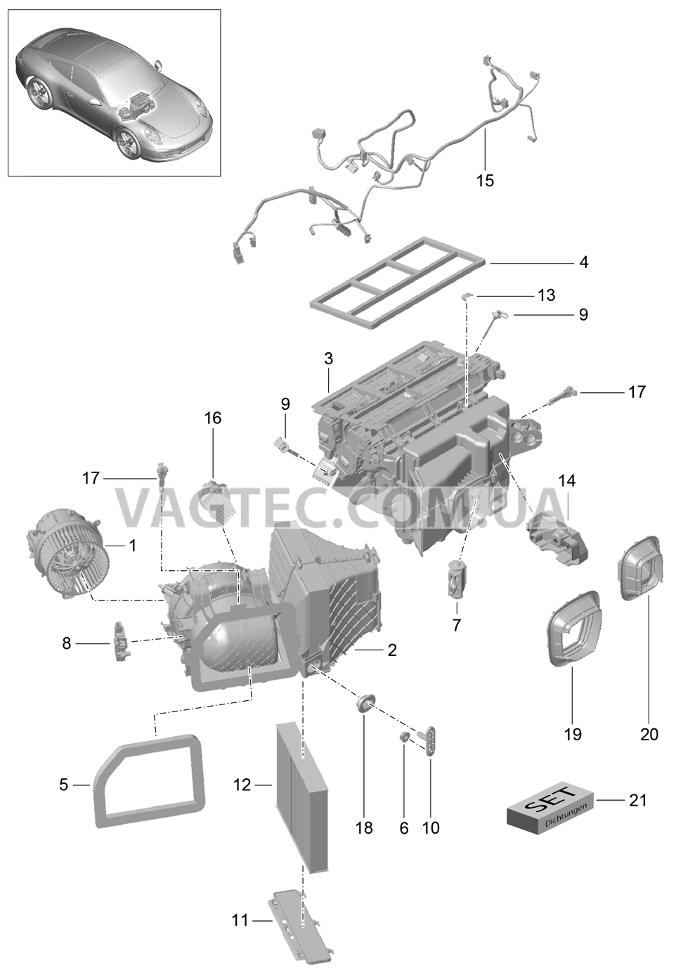 813-010 Кондиционер, и, Отдельные детали для PORSCHE 911.Carrera 2012-2016USA