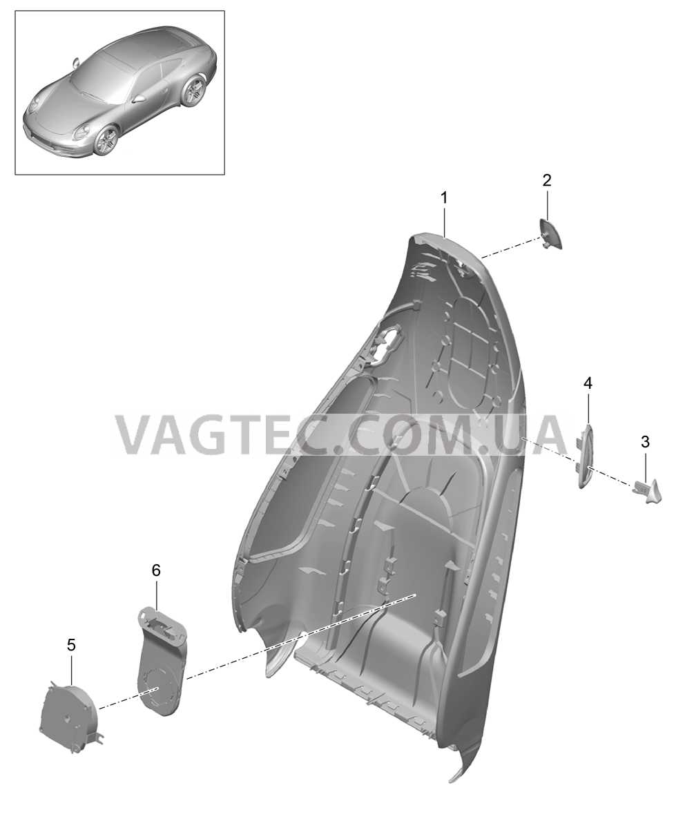 817-004 Каркас спинки, Спортивное сиденье, Детали для PORSCHE 911.Carrera 2012-2016