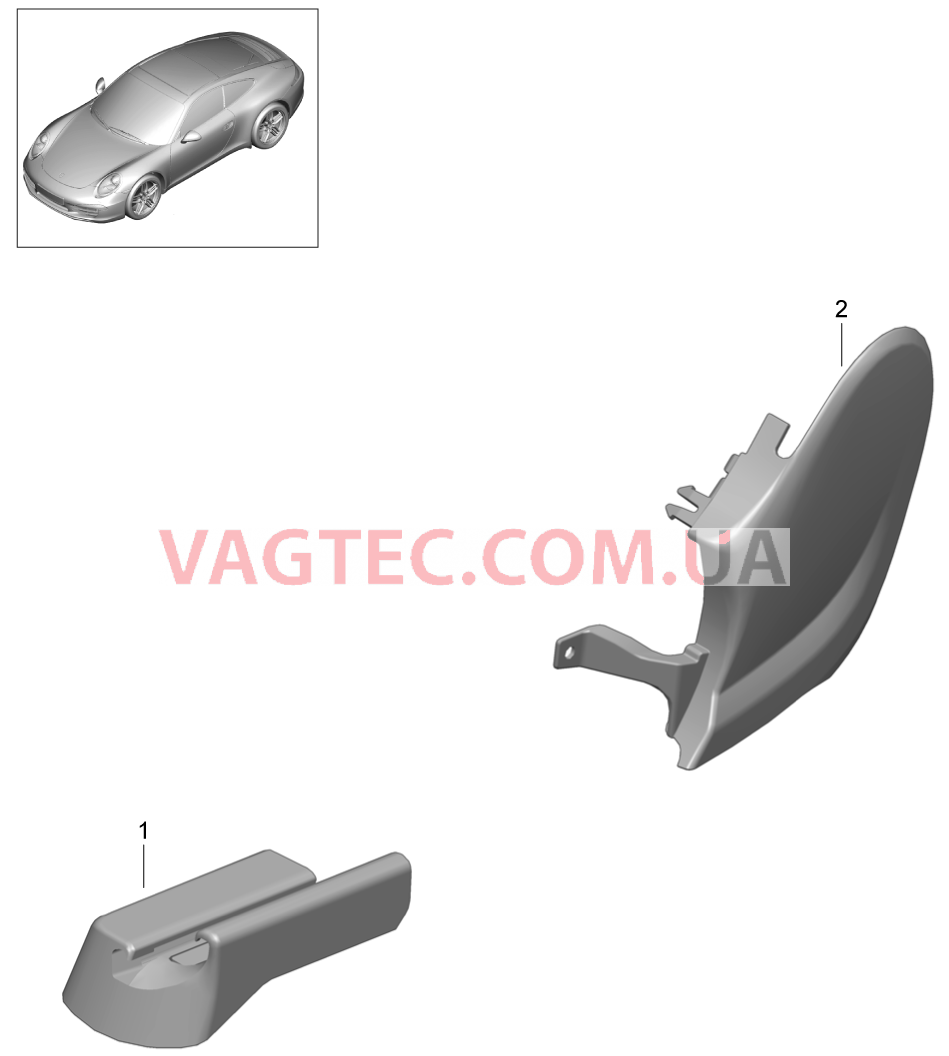 817-015 Спортивное сиденье PLUS, полный, Не поставляется, Панель, Предохранит.направляющ., Переднее сиденье для PORSCHE 911.Carrera 2012-2016USA