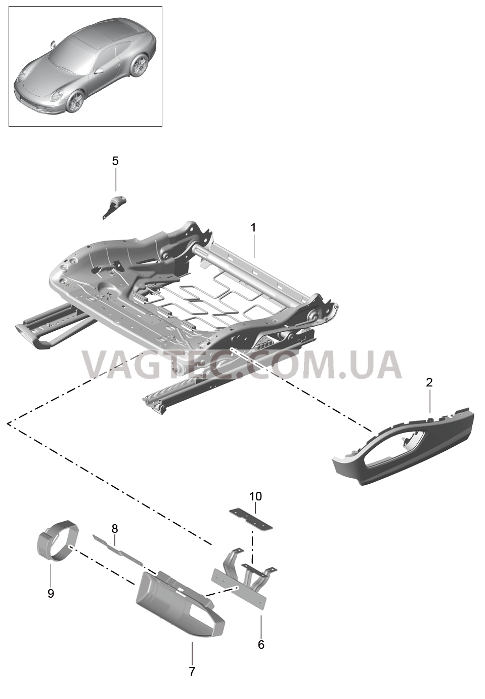 817-023 Регулятор сиденья, Спортивное сиденье PLUS, Детали для PORSCHE 911.Carrera 2012-2016