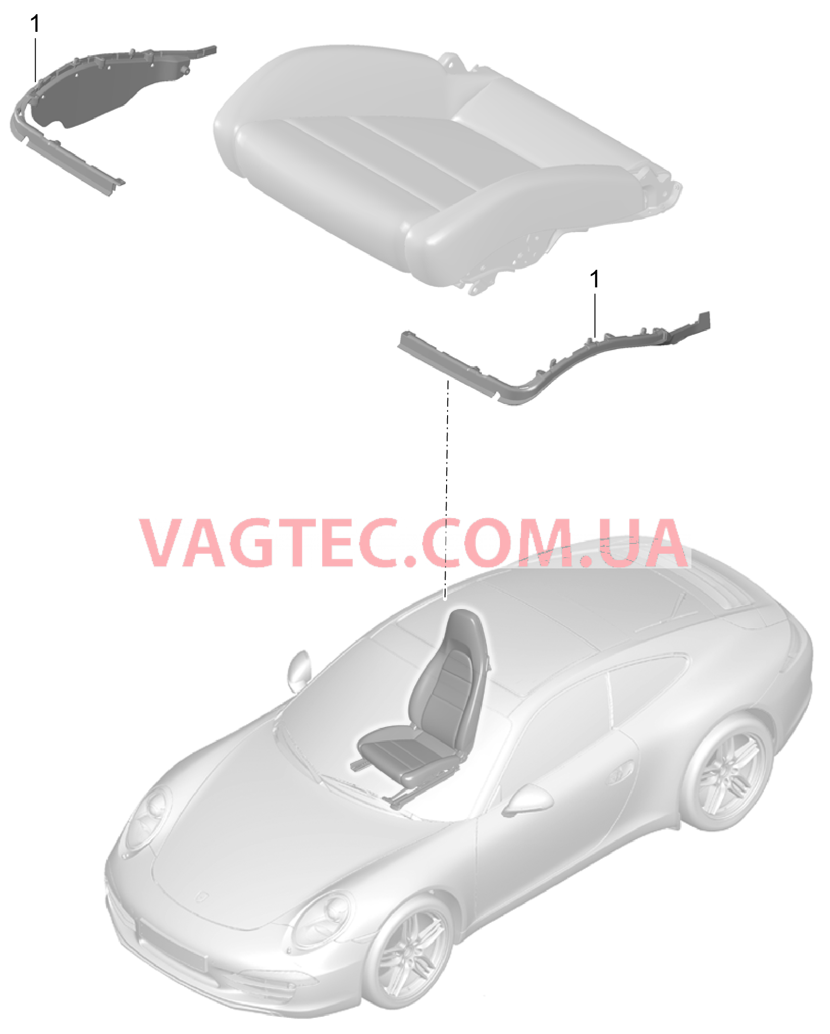 817-024 Держатель обивки, Рама, Опорная поверхность, Спортивное сиденье PLUS для PORSCHE 911.Carrera 2012-2016