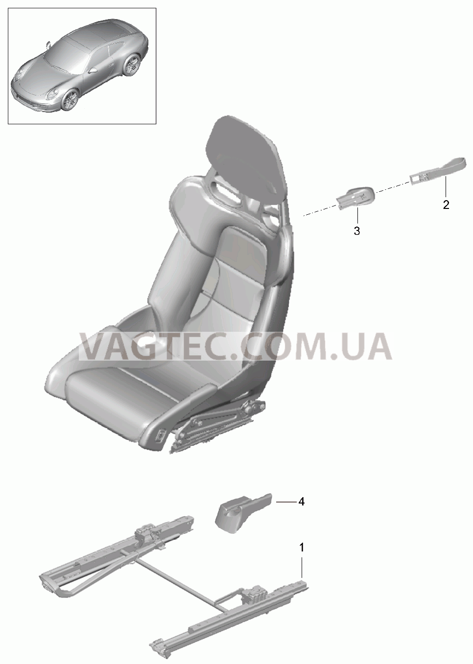817-030 Ковшеобразное сиденье, складной, полный, Не поставляется для PORSCHE 911.Carrera 2012-2016