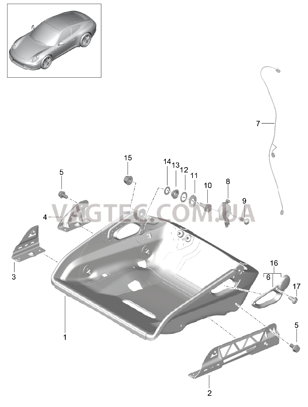 817-034 Ковшеобразное сиденье, складной, Регулятор сиденья, Детали для PORSCHE 911.Carrera 2012-2016