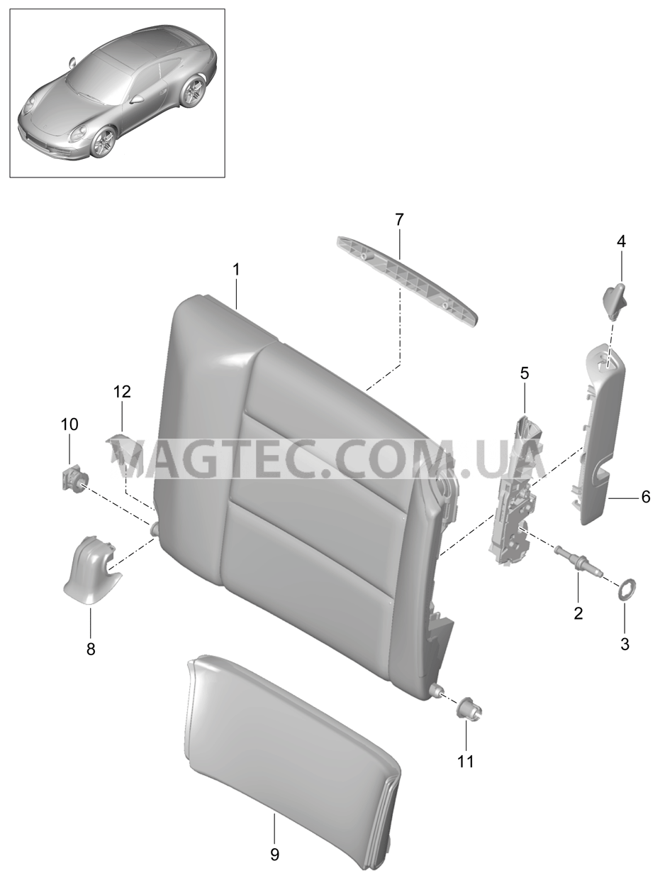 817-040 Спинка заднего сиденья, Детали
						
						COUPE для PORSCHE 911.Carrera 2012-2016USA