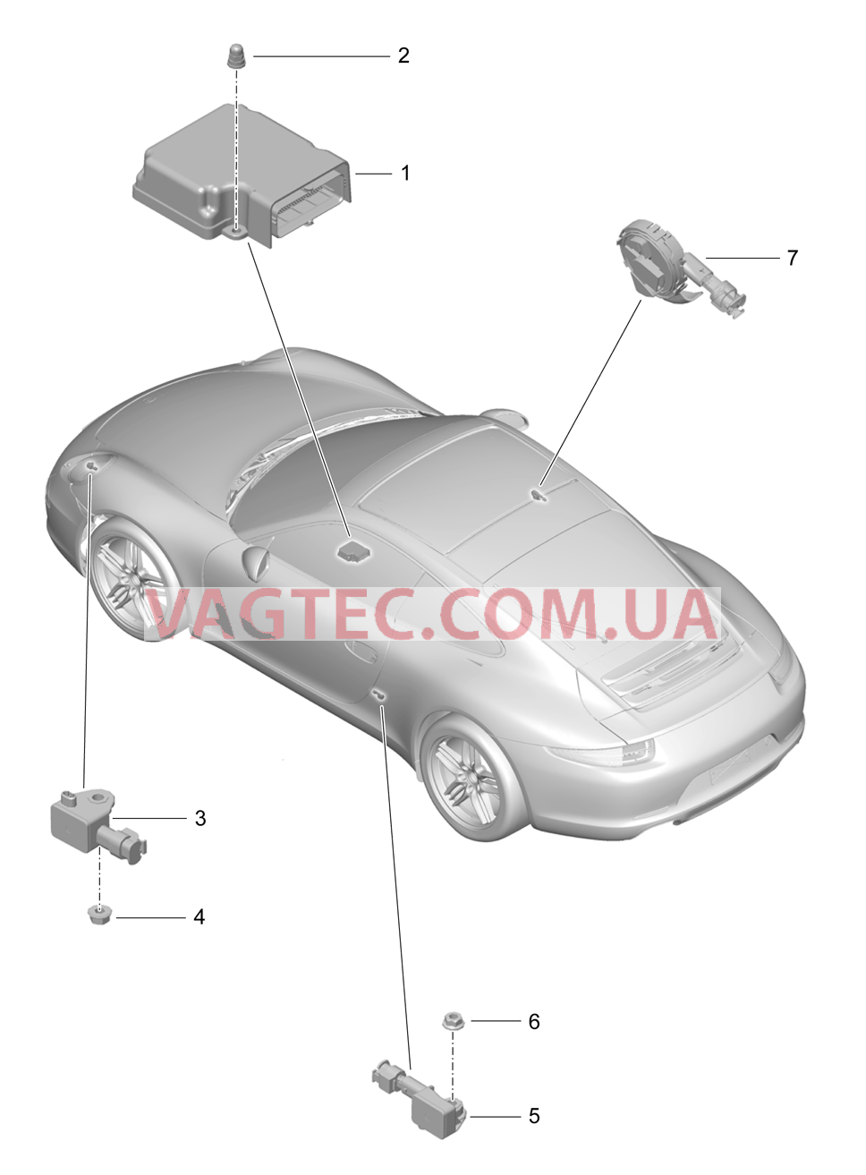 901-005 Блок управления, Датчик, Подушка безопасности для PORSCHE 911.Carrera 2012-2016