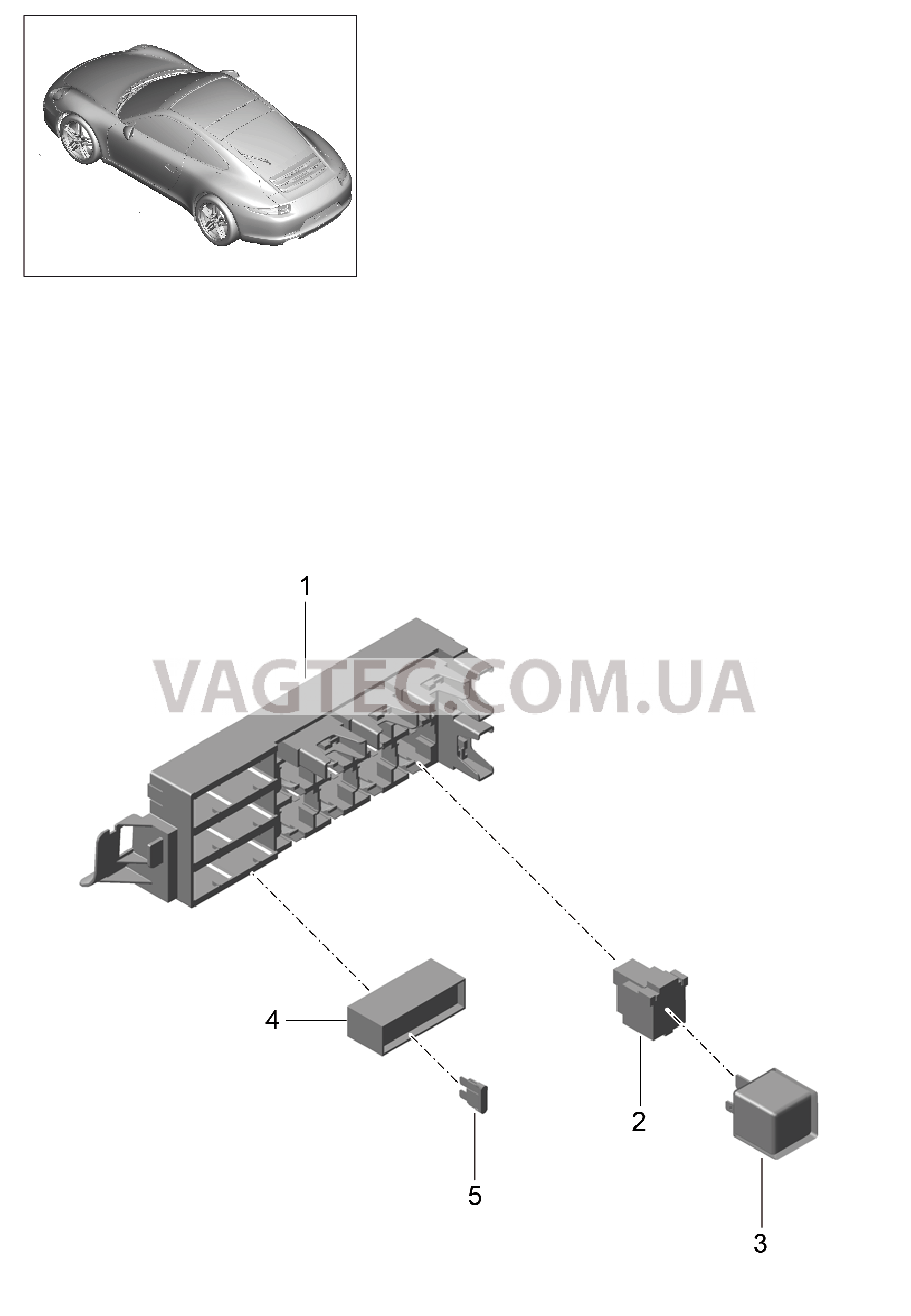 902-001 Блок упр. бортовой сети, Задняя часть кузова для PORSCHE 911.Carrera 2012-2016USA