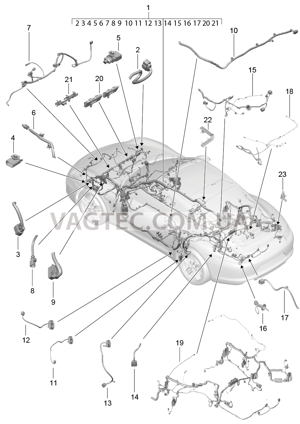 902-010 Жгуты проводов, Салон, и, Сегмент детали для PORSCHE 911.Carrera 2012-2016USA