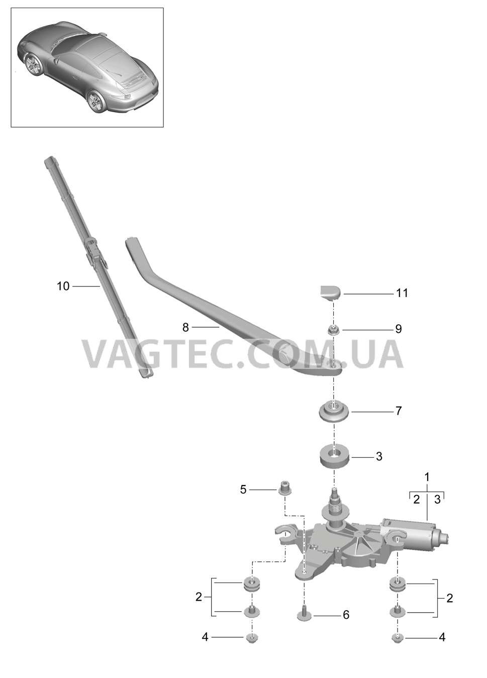 904-005 Задний стеклоочиститель
						
						I425 для PORSCHE 911.Carrera 2012-2016