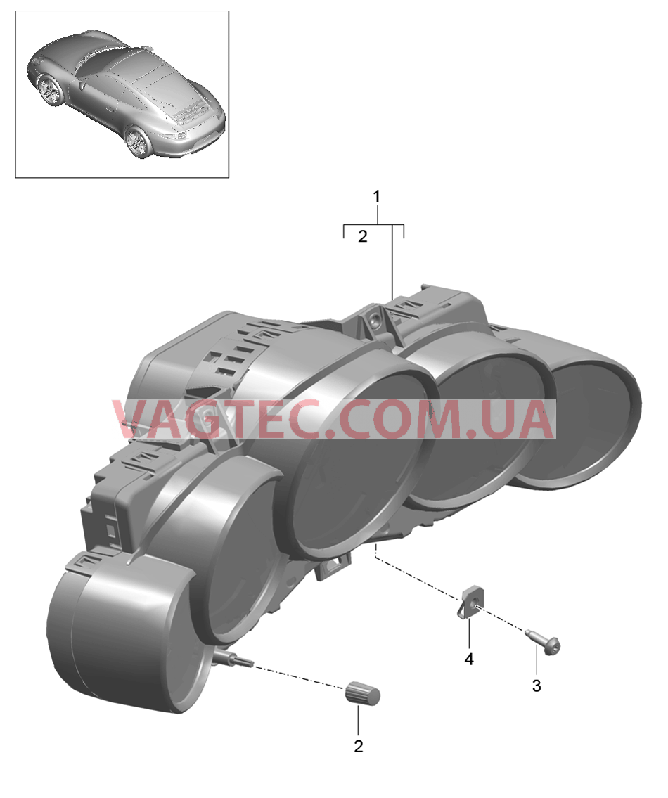 906-001 Инструменты, Циферблат, цветной для PORSCHE 911.Carrera 2012-2016USA