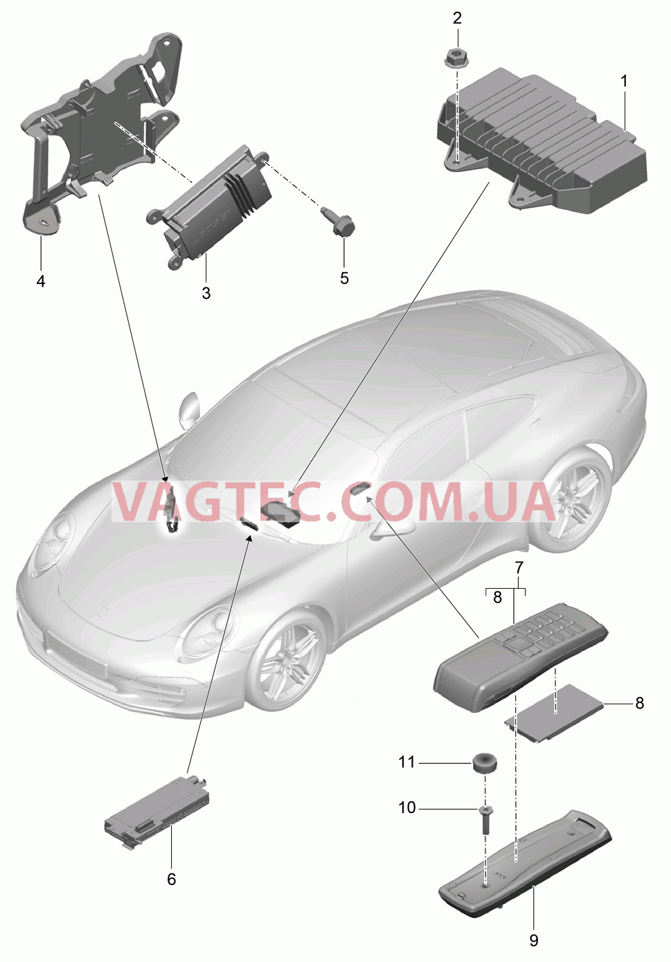 911-010 Усилитель, Телефон для PORSCHE 911.Carrera 2012-2016