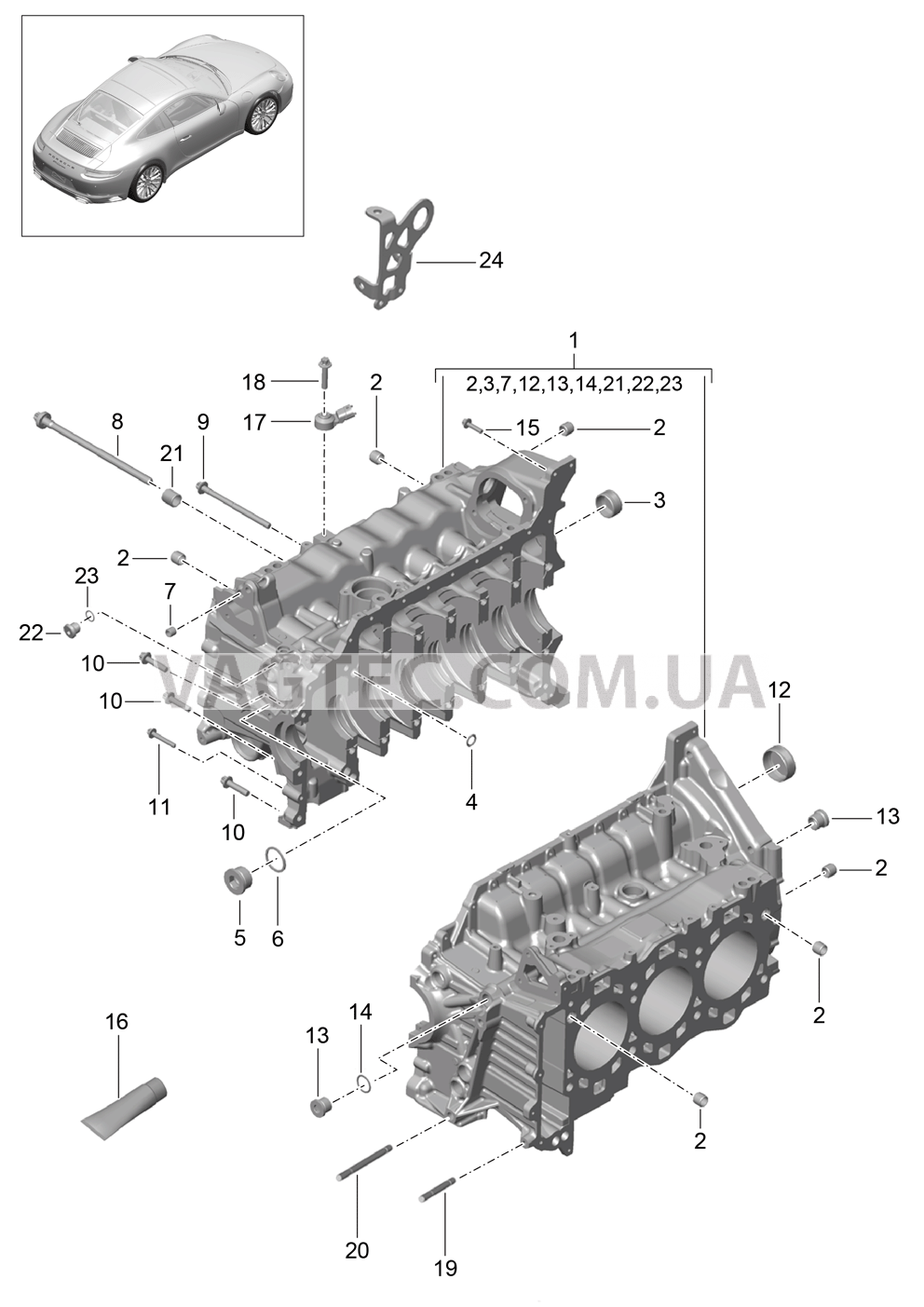 101-005 Кривошипный механизм для PORSCHE 911.Carrera 2017-2018USA