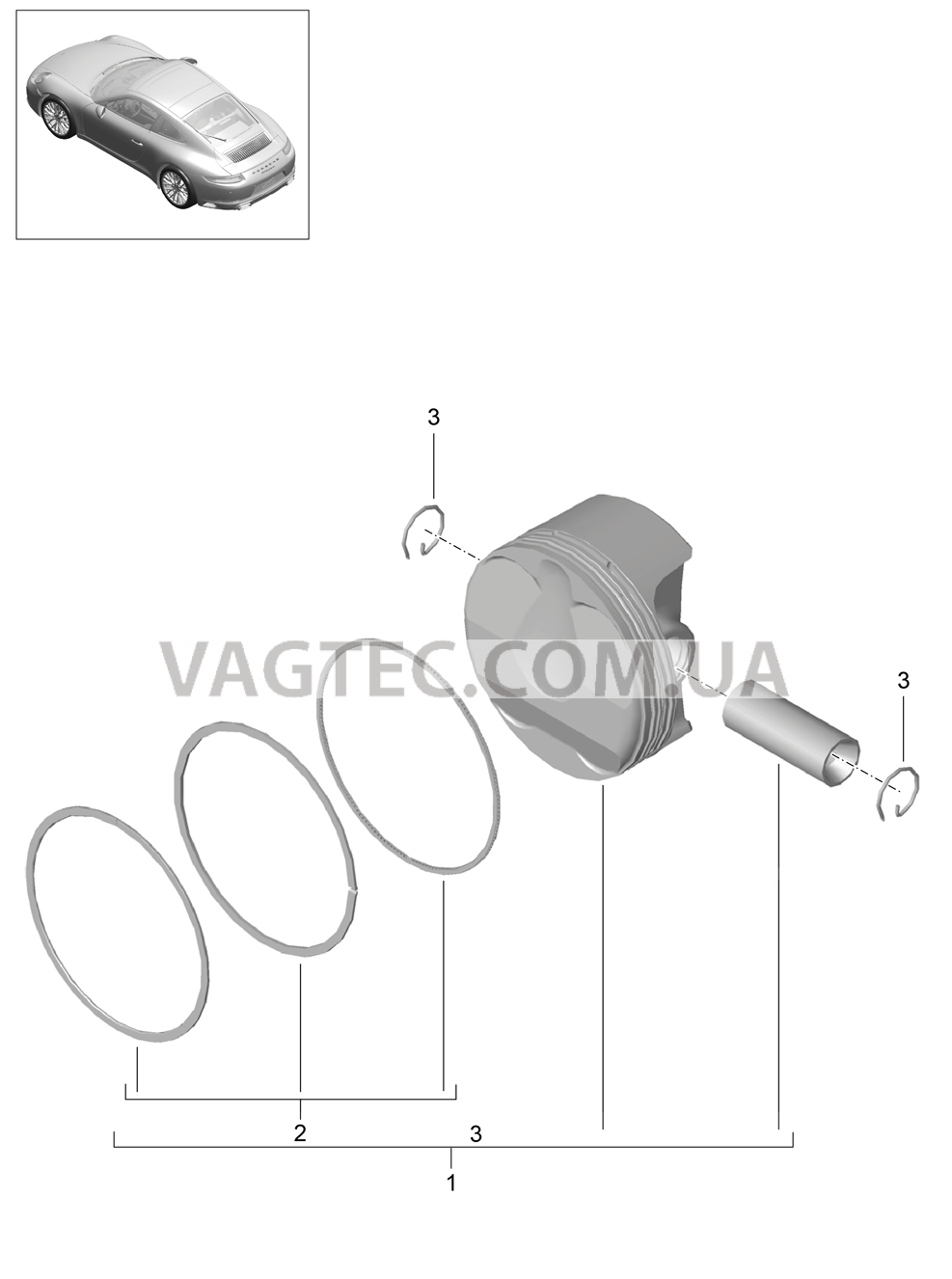 102-005 Поршень для PORSCHE 911.Carrera 2017-2018