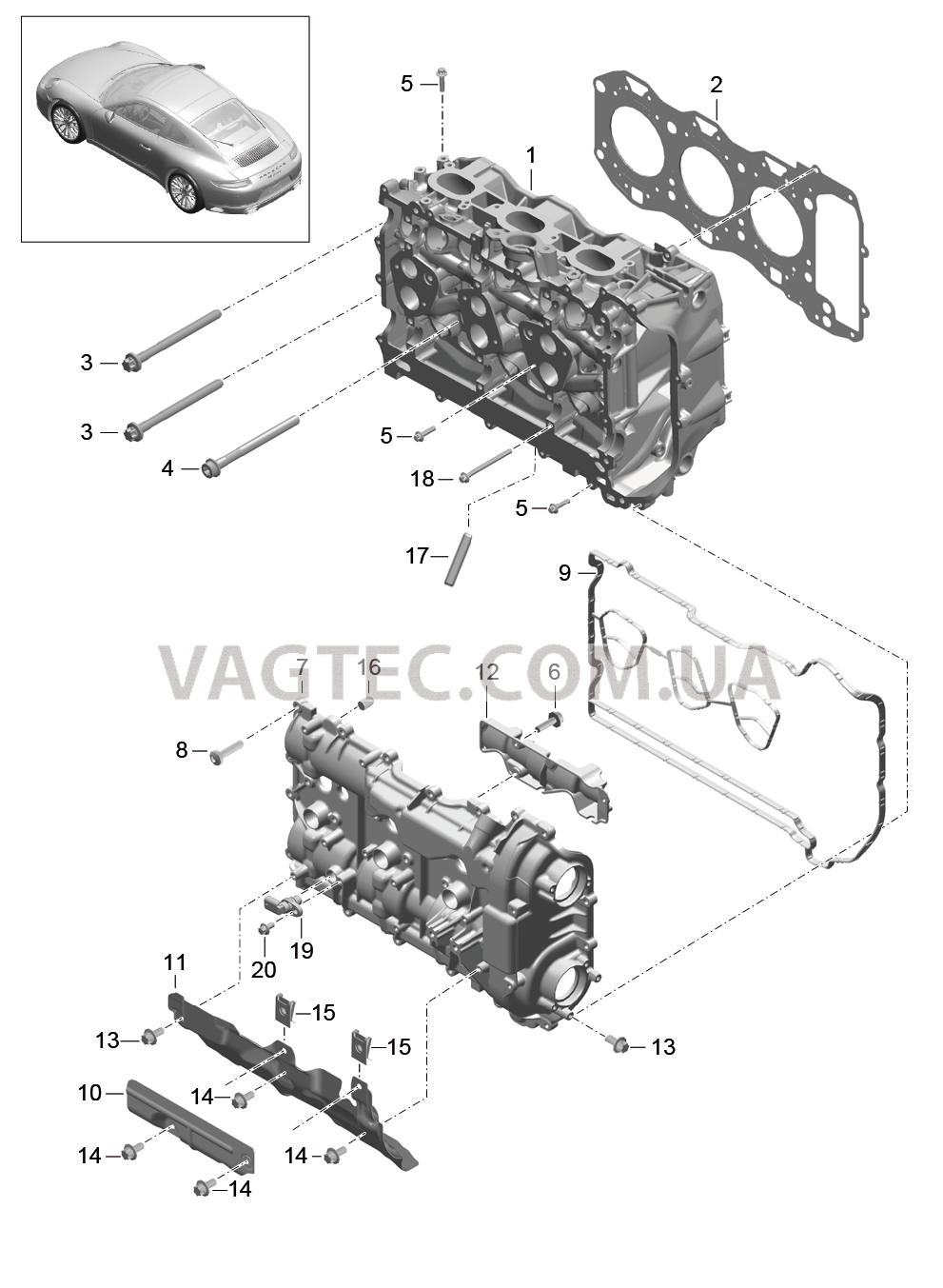 103-000 Гбц, с, Клапаны, Прокладка ГБЦ, Клапанная крышка для PORSCHE 911.Carrera 2017-2018USA