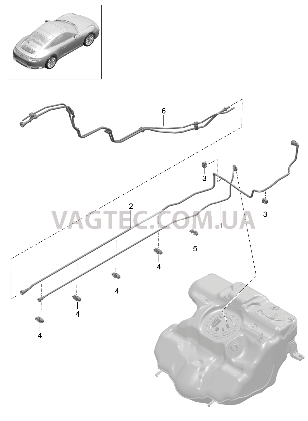 201-005 Топливная система, передний для PORSCHE 911.Carrera 2017-2018