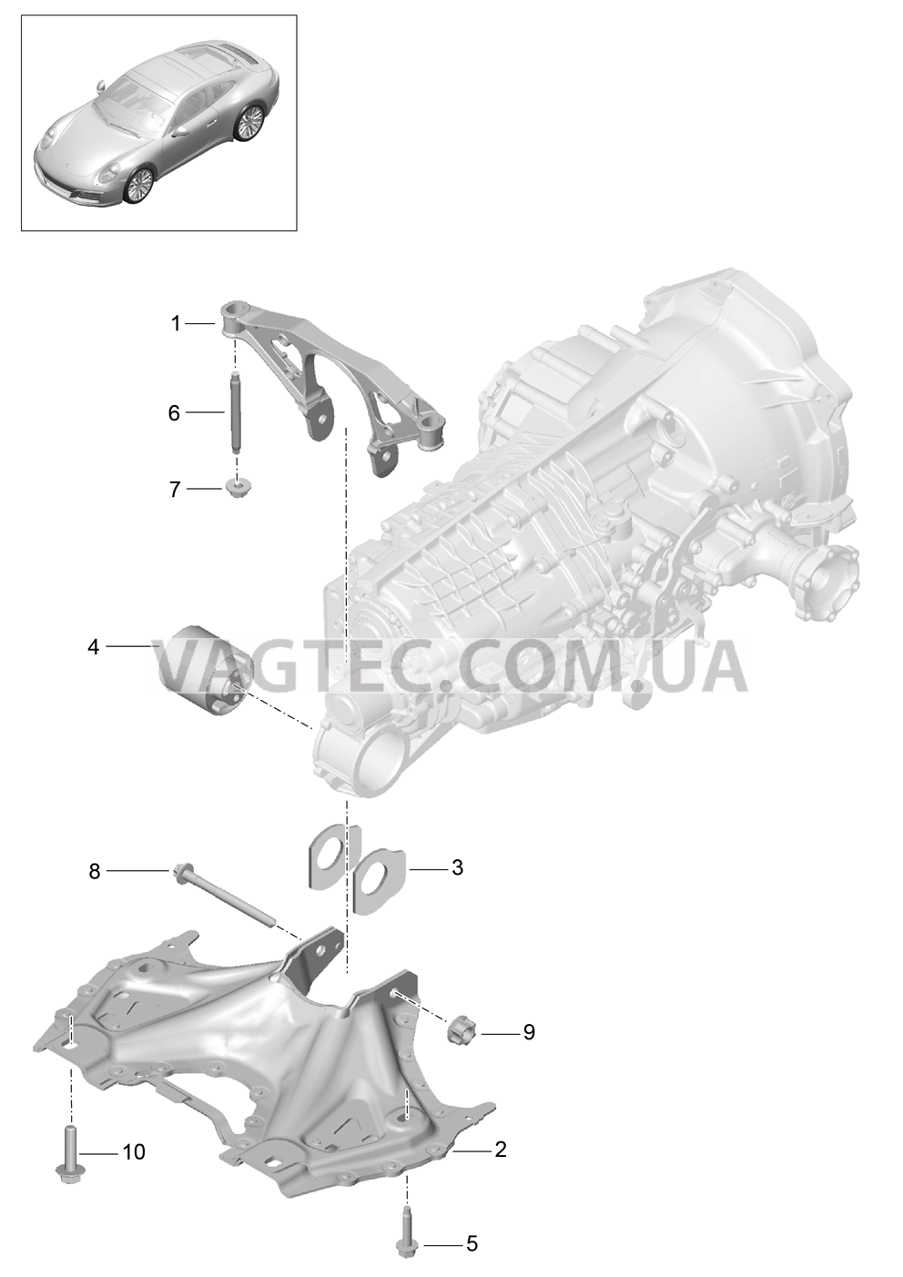 306-000 Подвеска коробки передач, Резьбовое соед., Двигатель для PORSCHE 911.Carrera 2017-2018