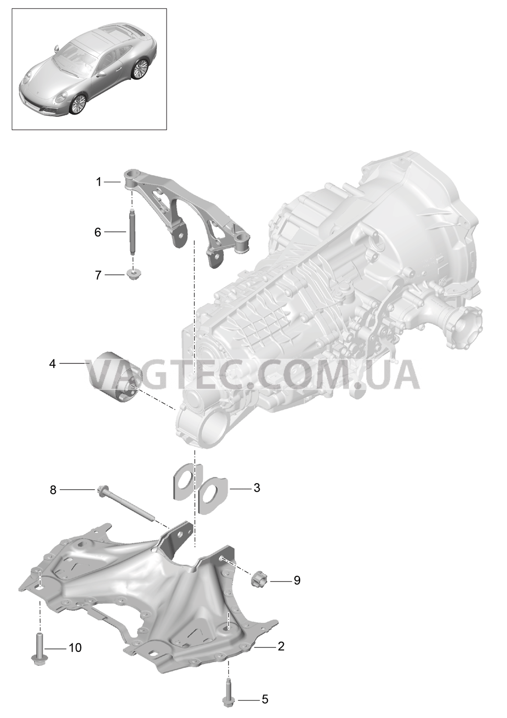 306-000 Подвеска коробки передач, Резьбовое соед., Двигатель для PORSCHE 911.Carrera 2017-2018USA