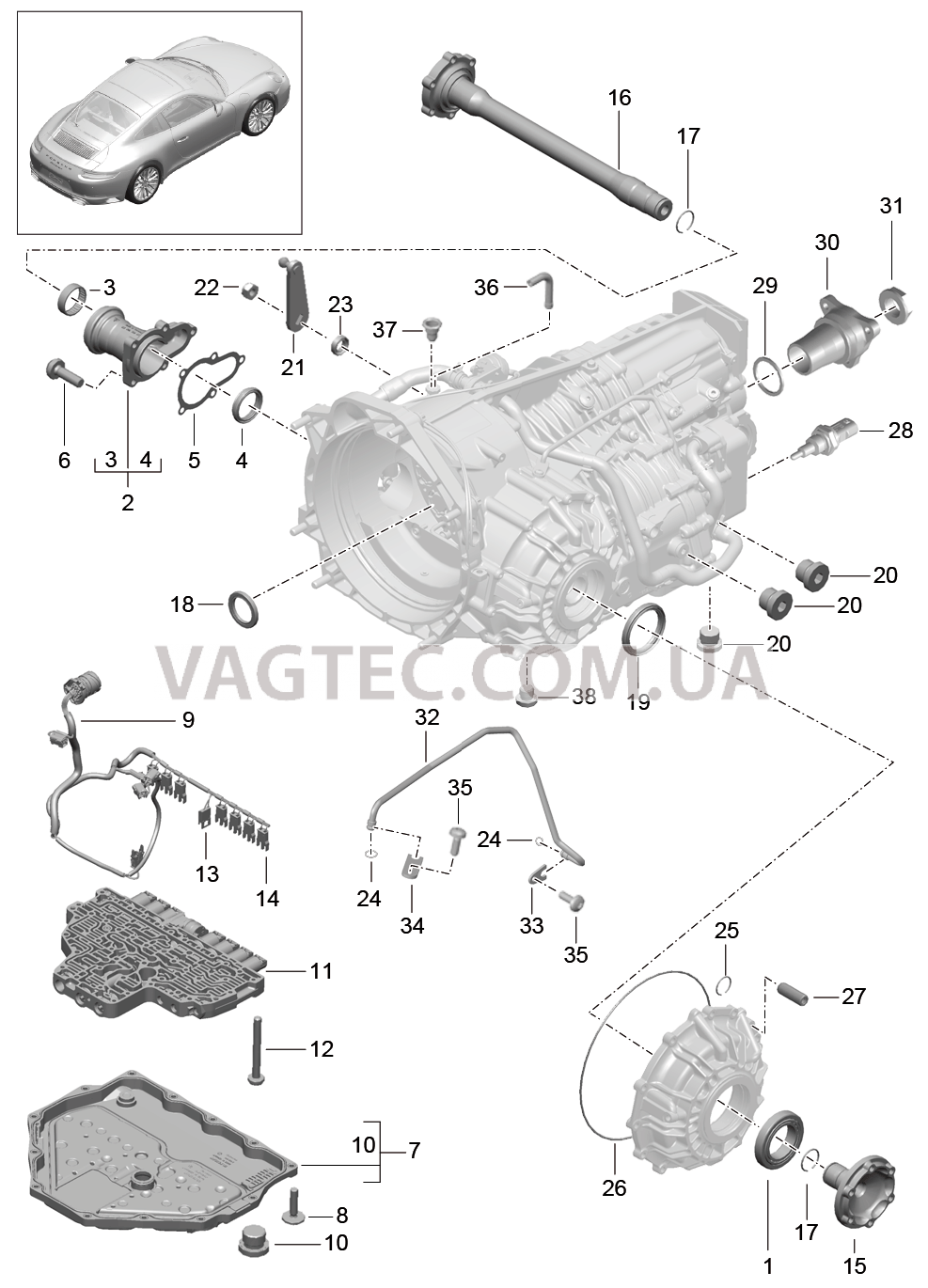 320-005 - PDK -, Коробка переключения передач, Отдельные детали
						
						CG1.10, CG1.15, CG1.40 для PORSCHE 911.Carrera 2017-2018