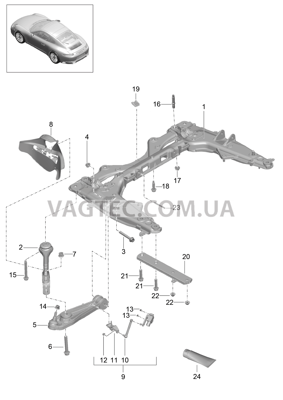 401-000 Поперечина, Поперечный рычаг для PORSCHE 911.Carrera 2017-2018