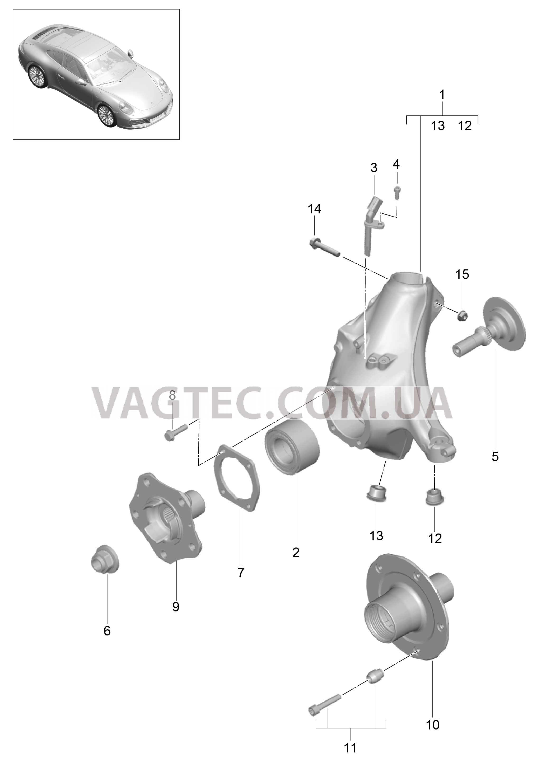 401-005 Корпус подшипника ступицы, Ступица для PORSCHE 911.Carrera 2017-2018USA