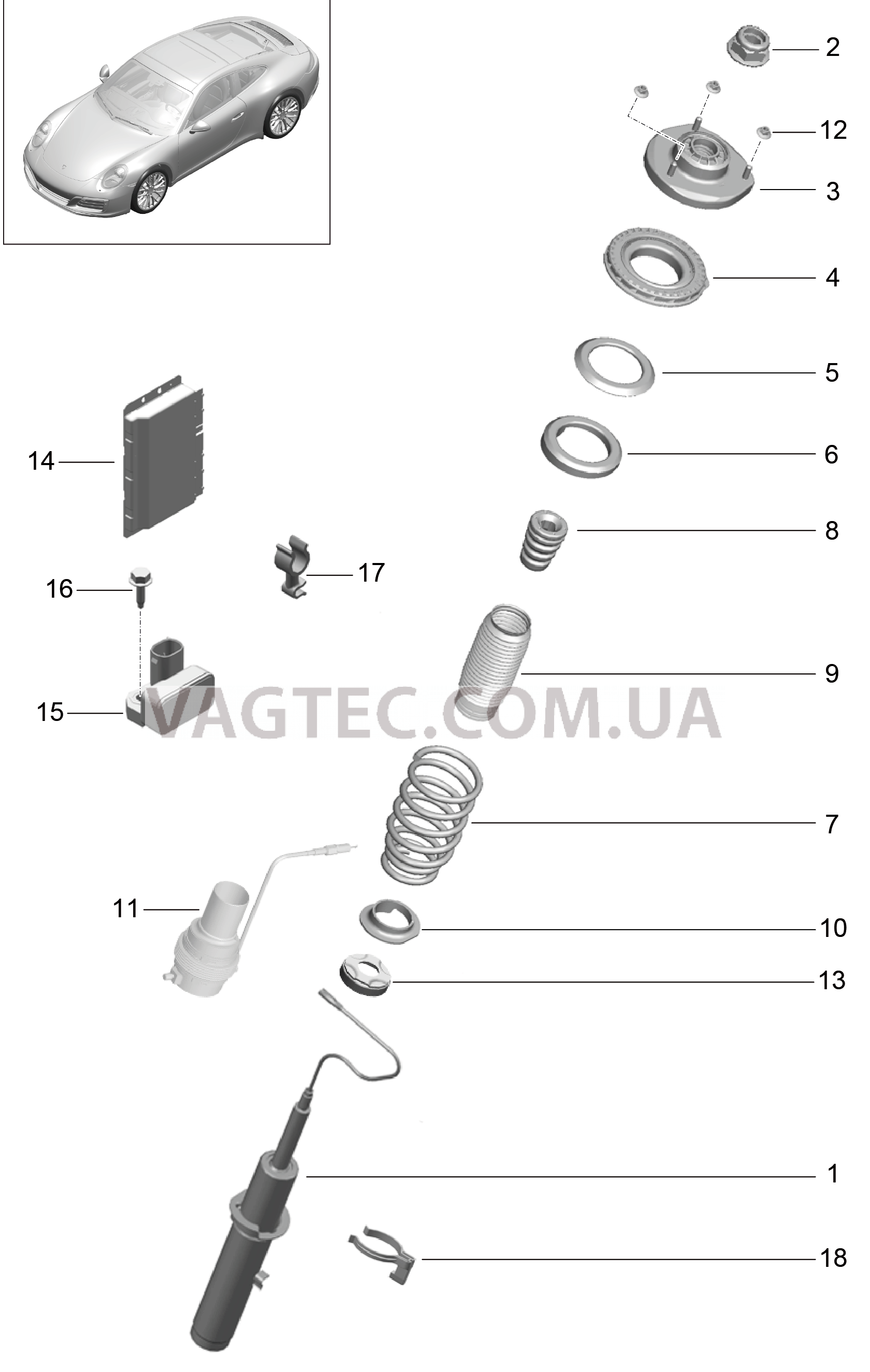 402-001 Пружина, Амортизац.стойка для PORSCHE 911.Carrera 2017-2018