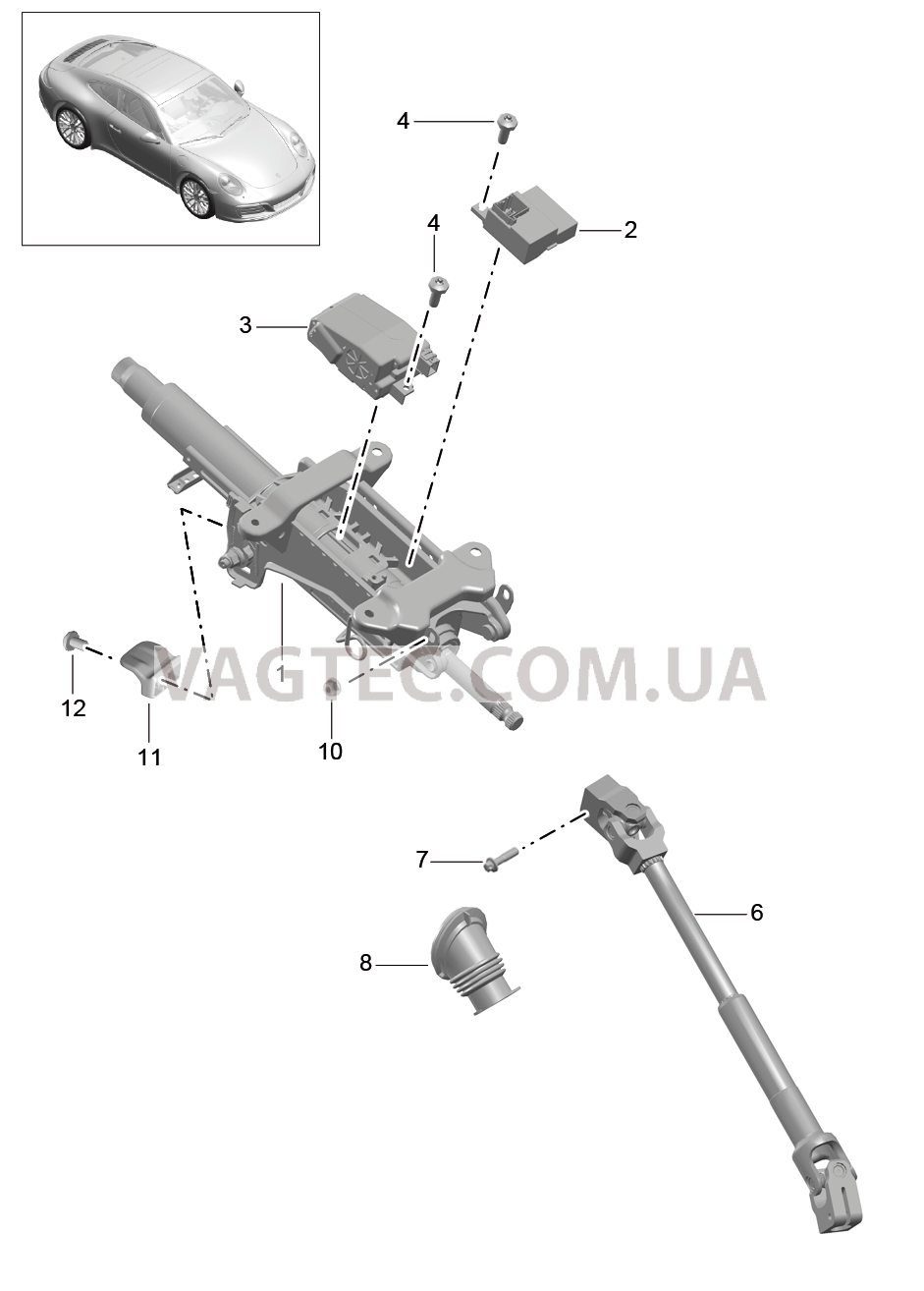 403-006 Рулевая колонка, Рулевой вал для PORSCHE 911.Carrera 2017-2018