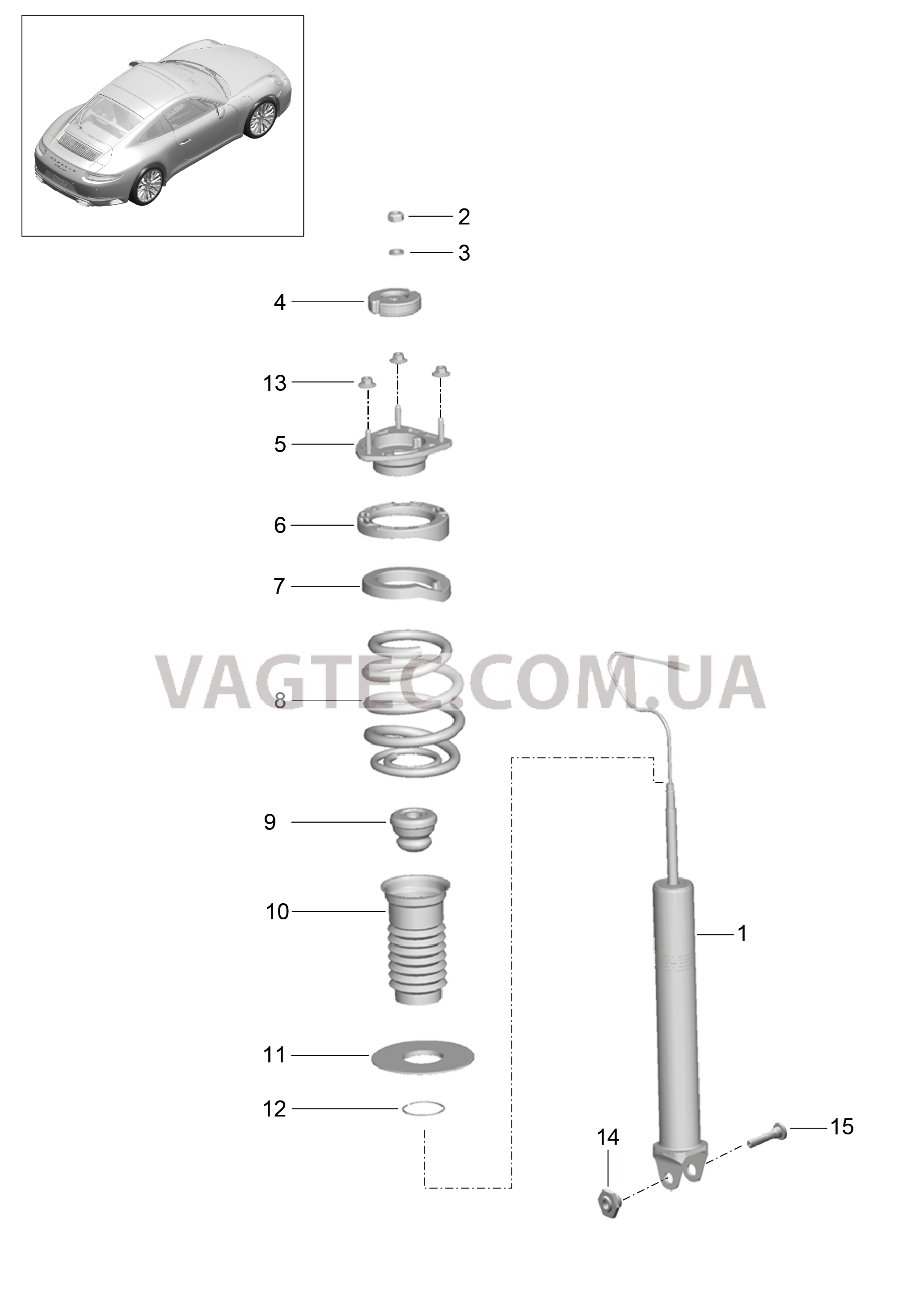 502-000 Амортизатор, Витая пружина для PORSCHE 911.Carrera 2017-2018