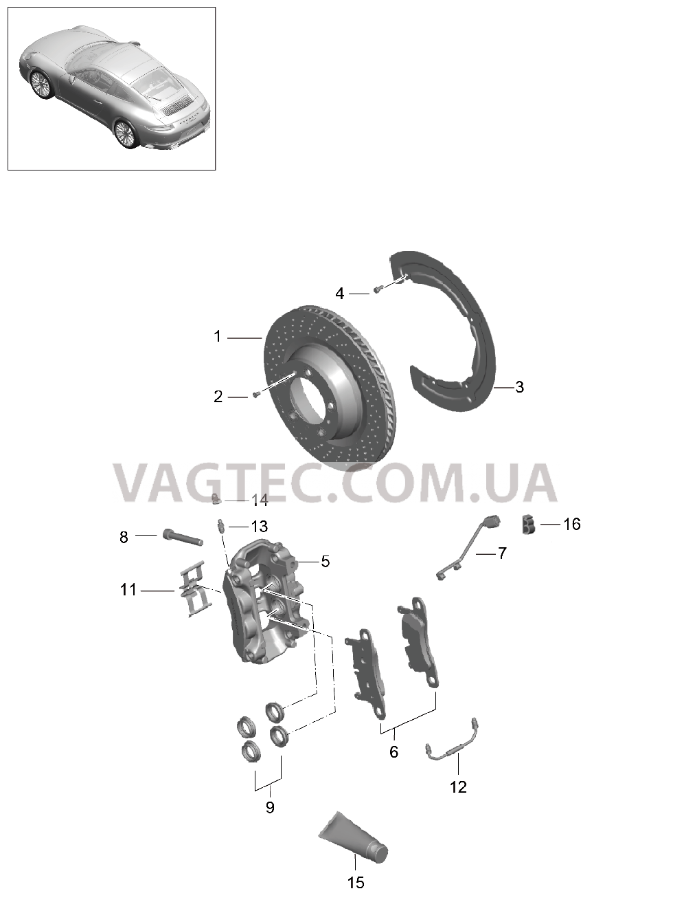 603-000 Дисковой тормоз, Задняя ось для PORSCHE 911.Carrera 2017-2018