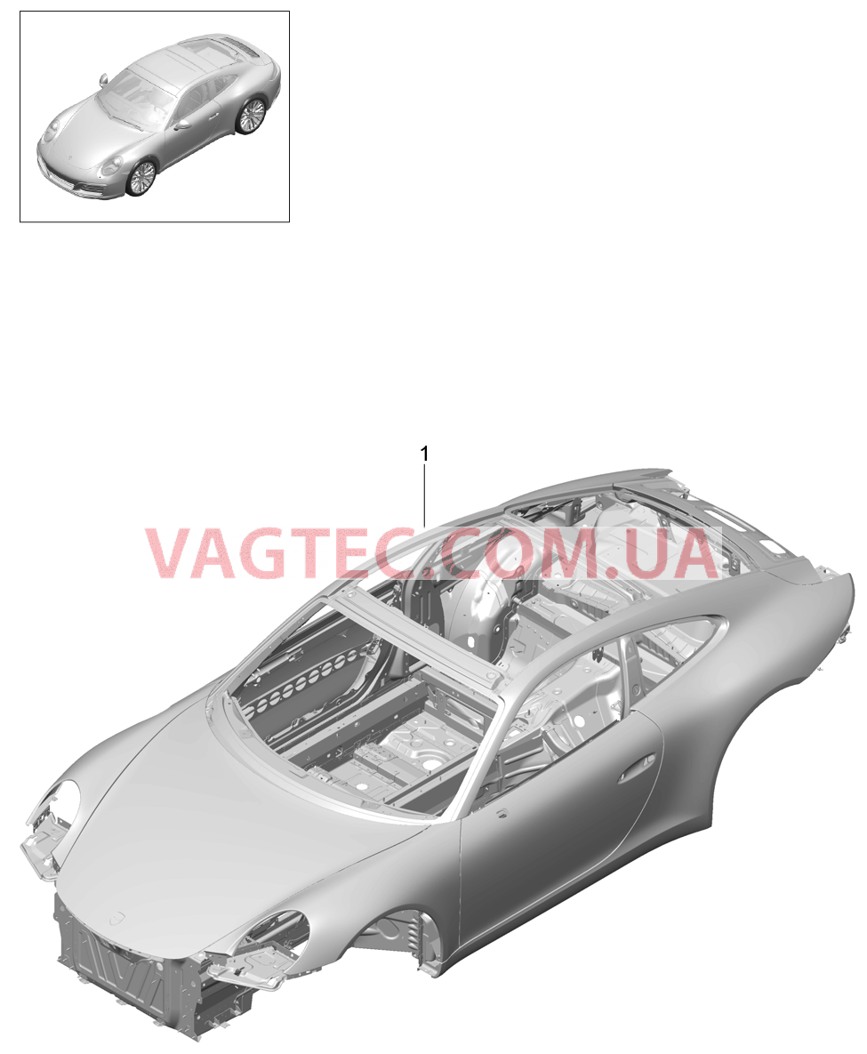 801-000 Силовая структура кузова для PORSCHE 911.Carrera 2017-2018USA