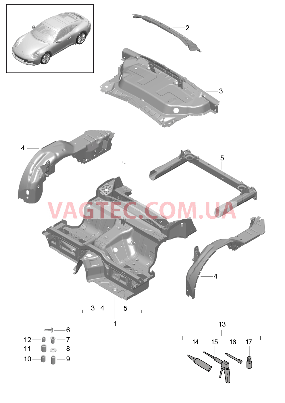 801-035 Задняя подвеска для PORSCHE 911.Carrera 2017-2018