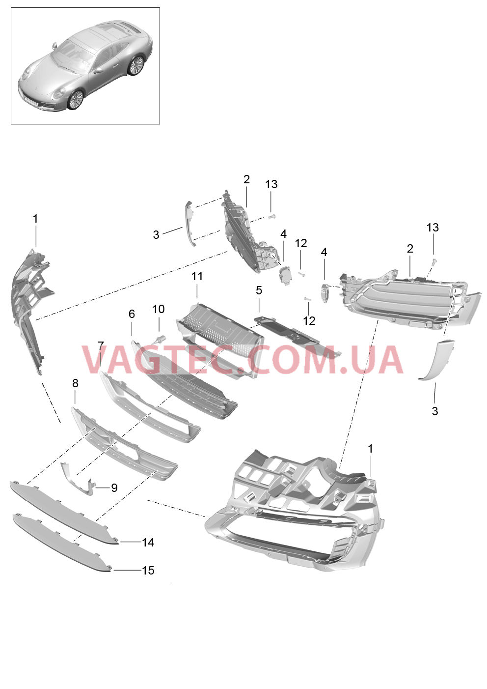 802-005 Воздуховод, Бампер, передний для PORSCHE 911.Carrera 2017-2018USA