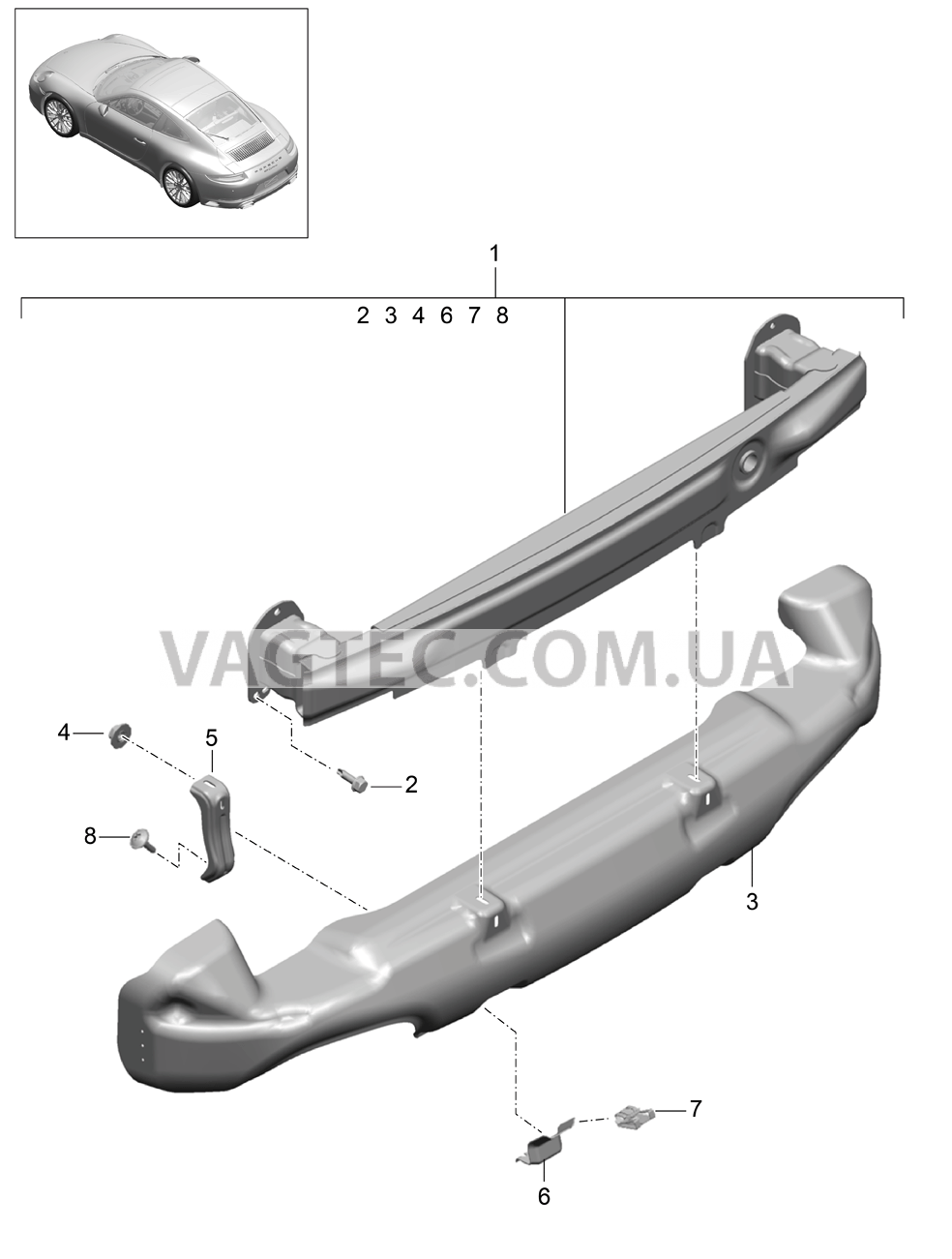 802-030 Кронштейн бампера, задний
						
						-I176 для PORSCHE 911.Carrera 2017-2018