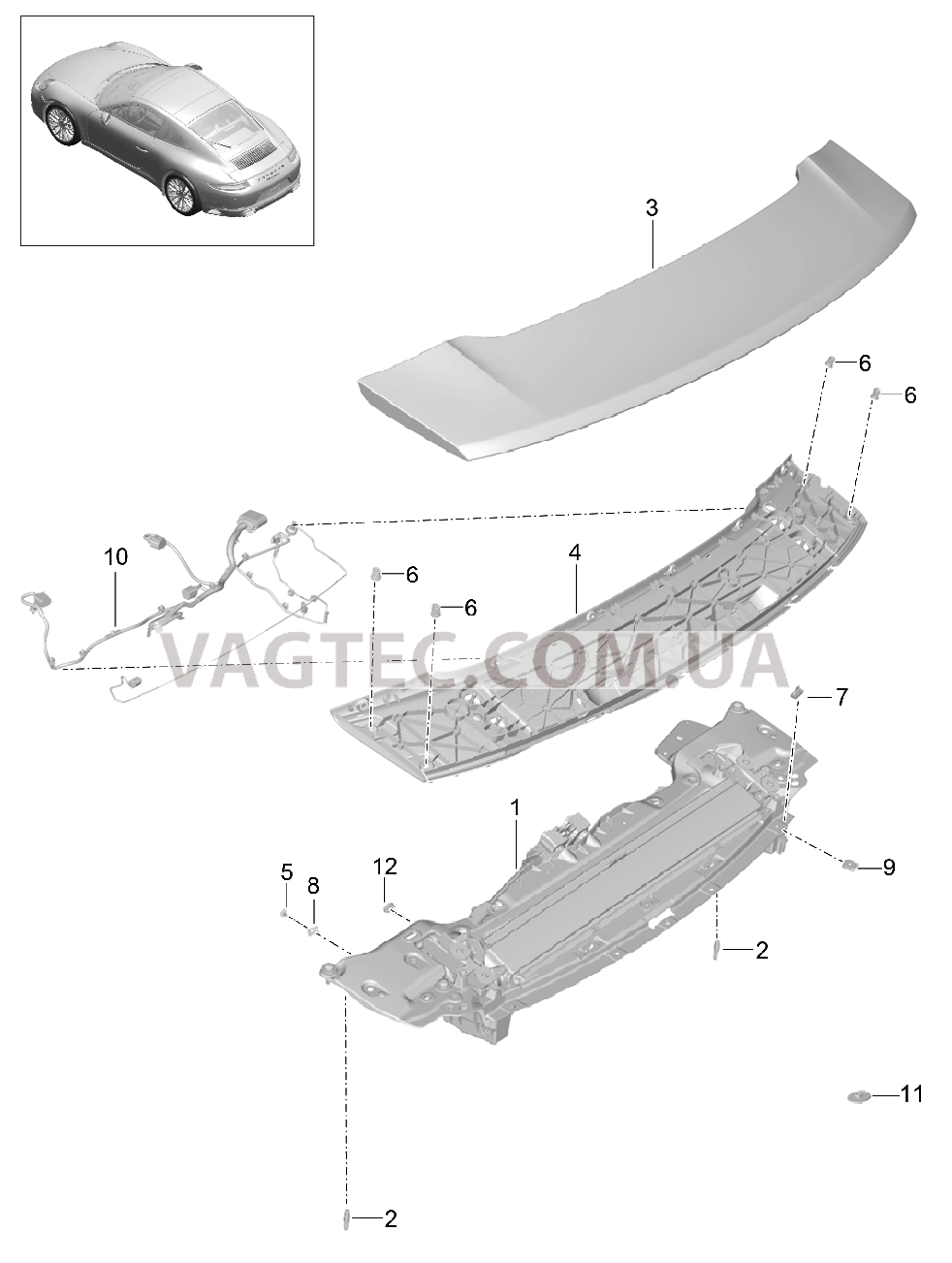 803-007 Задний спойлер для PORSCHE 911.Carrera 2017-2018