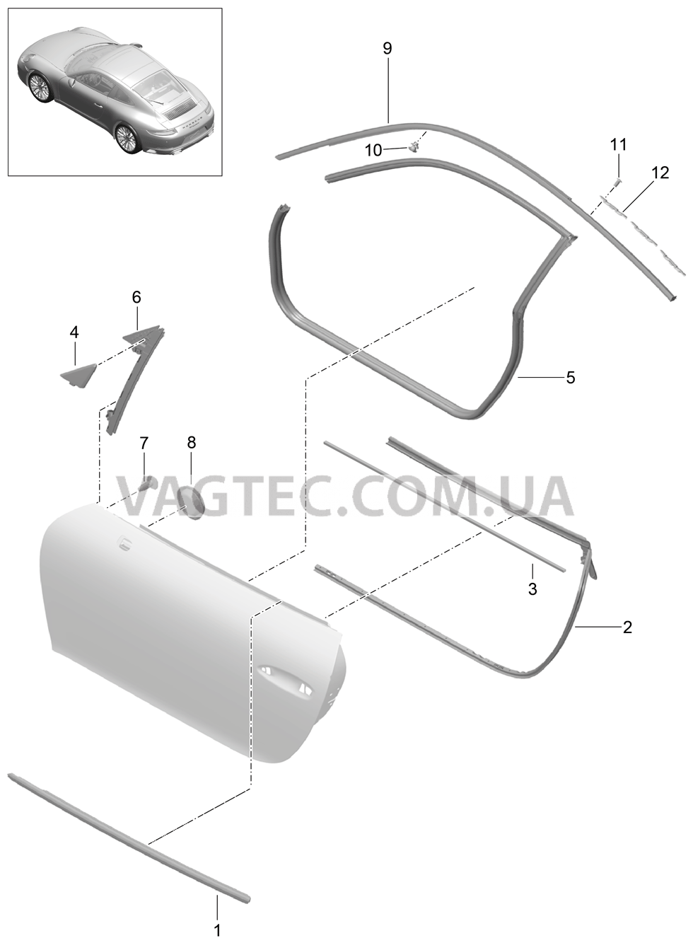 804-010 Дверн.уплотнитель, и, Декоративн.панель
						
						COUPE для PORSCHE 911.Carrera 2017-2018USA