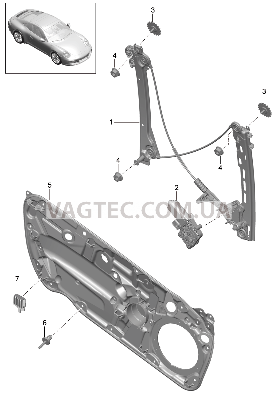 804-030 Стеклоподъемник для PORSCHE 911.Carrera 2017-2018