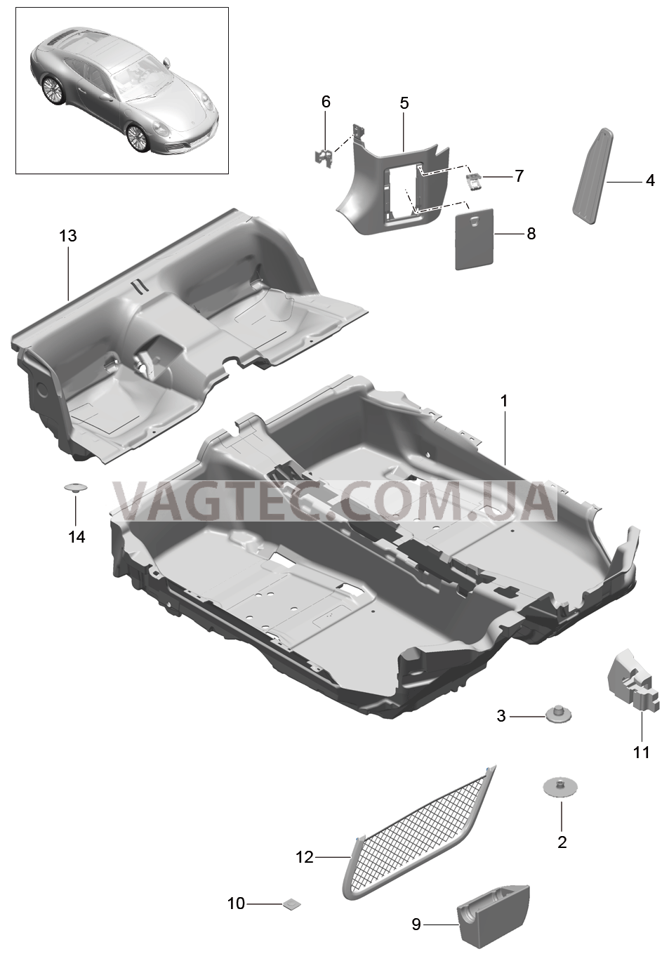 807-012 Накладка на днище, Обивки
						
						TARGA для PORSCHE 911.Carrera 2017-2018USA