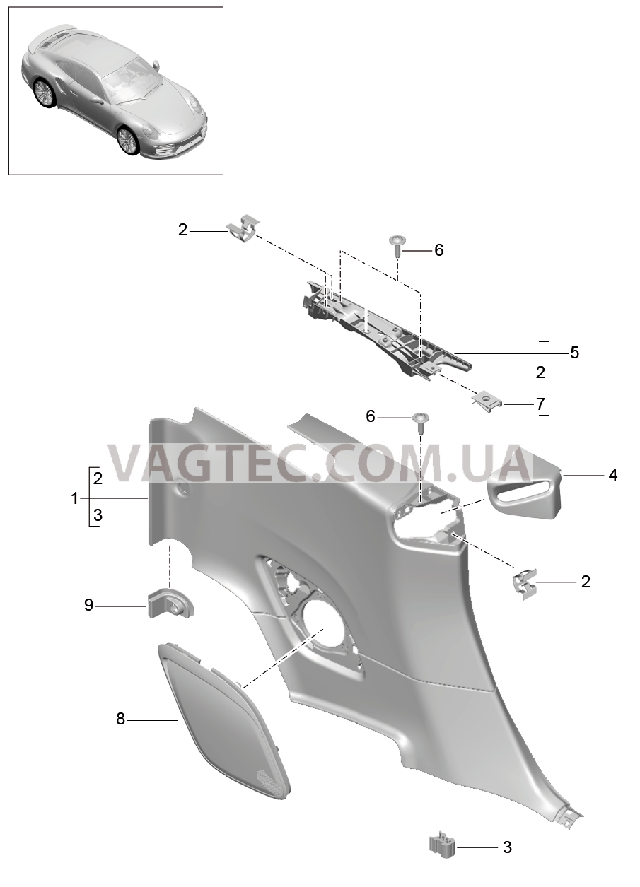 807-030 Боков.обшивка, задний
						
						CABRIO для PORSCHE 911.Carrera 2017-2018