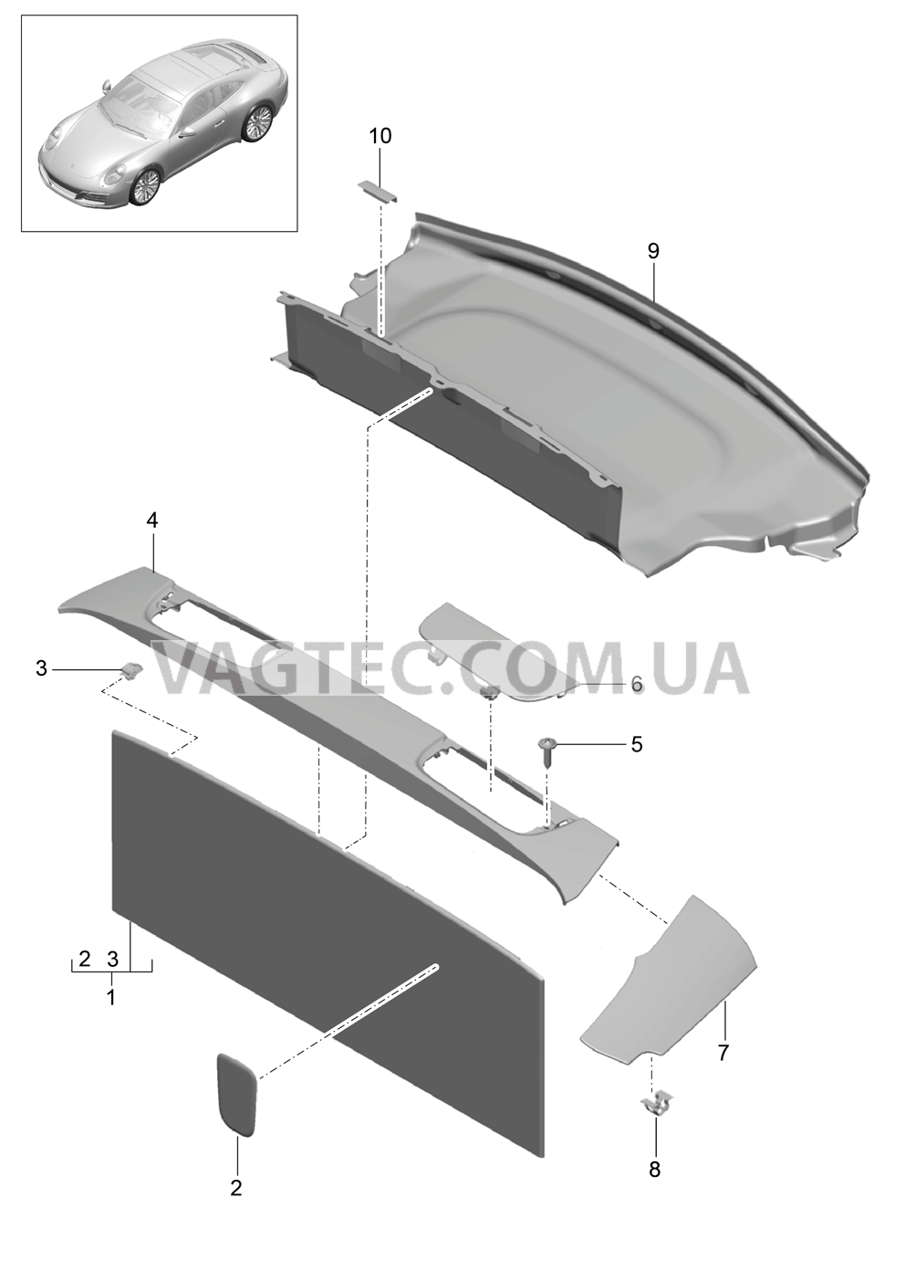 807-035 Обшивка, задний
						
						CABRIO для PORSCHE 911.Carrera 2017-2018USA