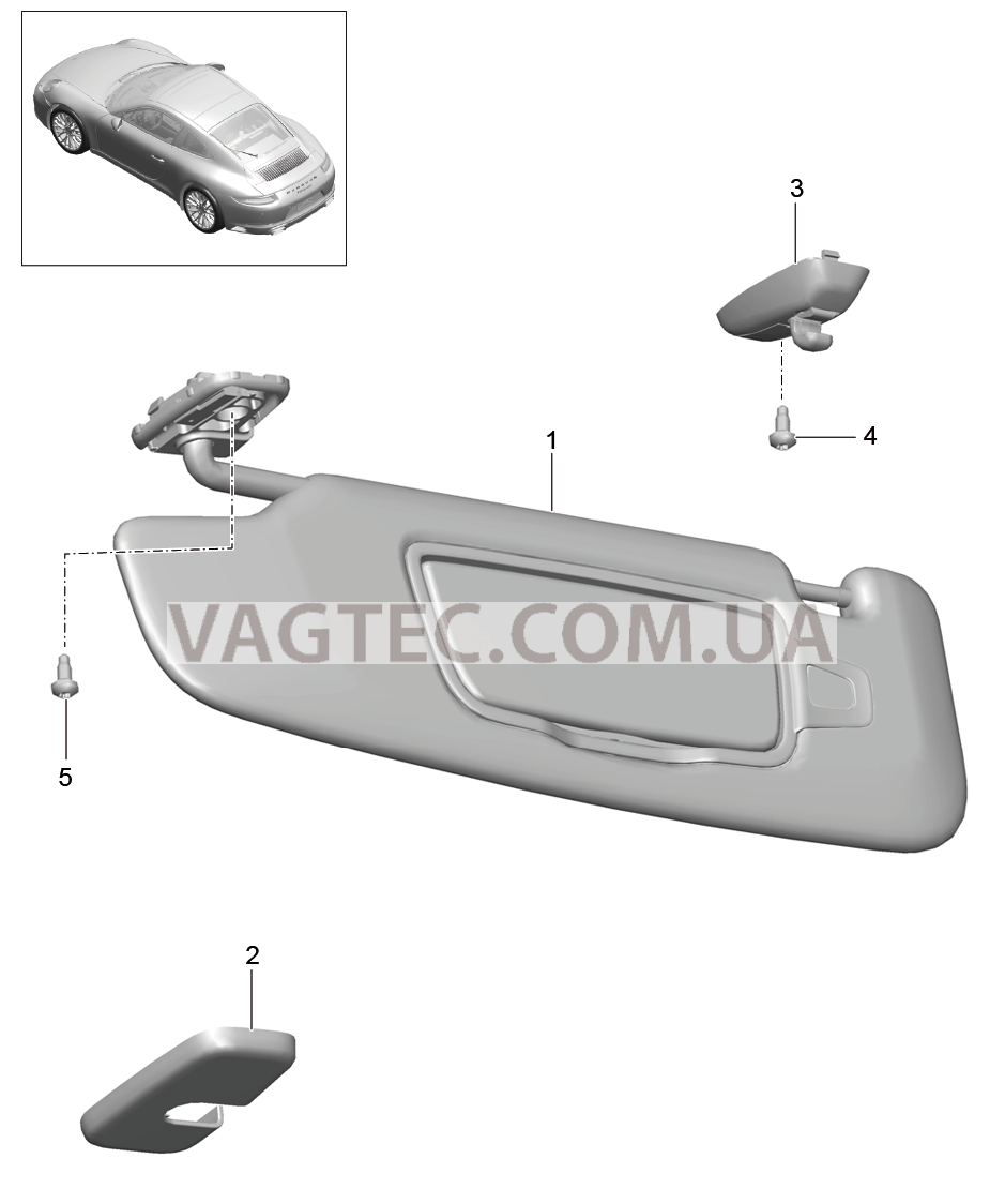 807-070 Солнцезащитные козырьки для PORSCHE 911.Carrera 2017-2018USA