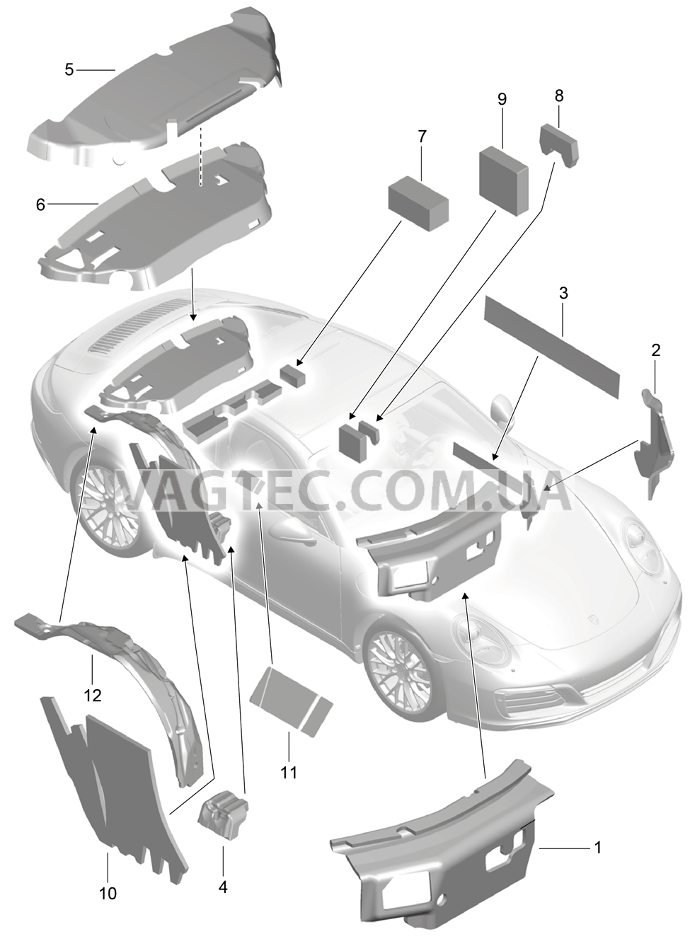 807-082 Кузов, Звукоизоляция 1
						
						CABRIO для PORSCHE 911.Carrera 2017-2018USA